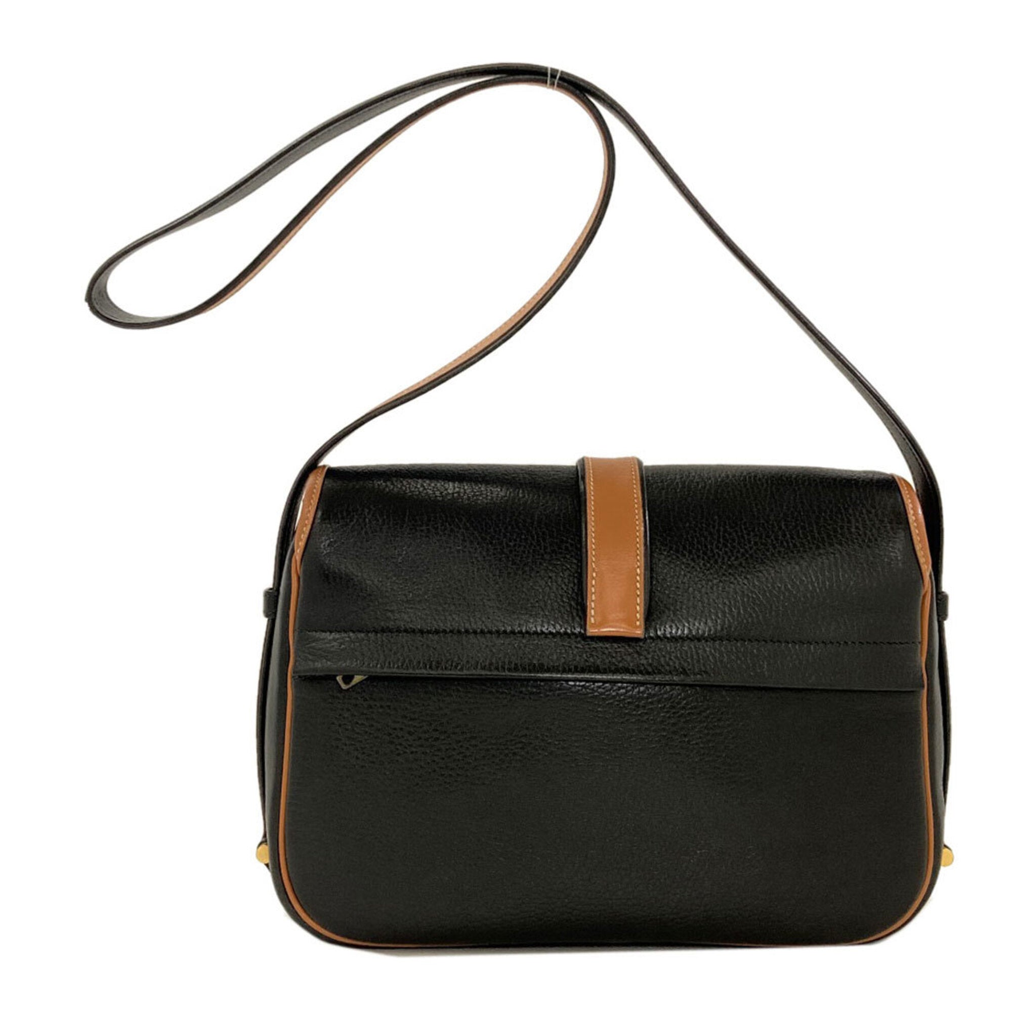 Hermes Black Brown Leather Shoulder Bag (Pre-Owned)