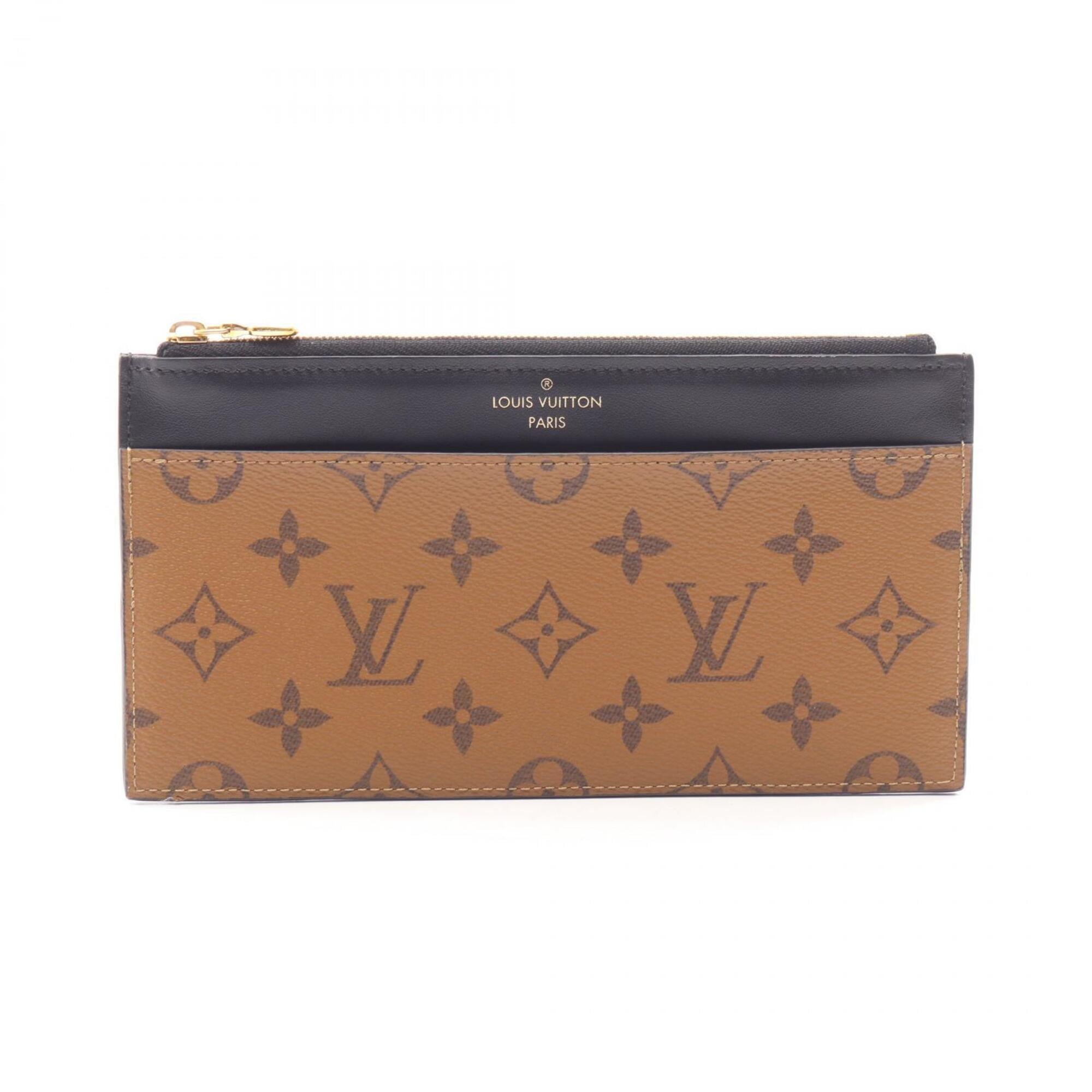 Louis Vuitton Black Brown Leather Pvc Pouch (Pre-Owned)