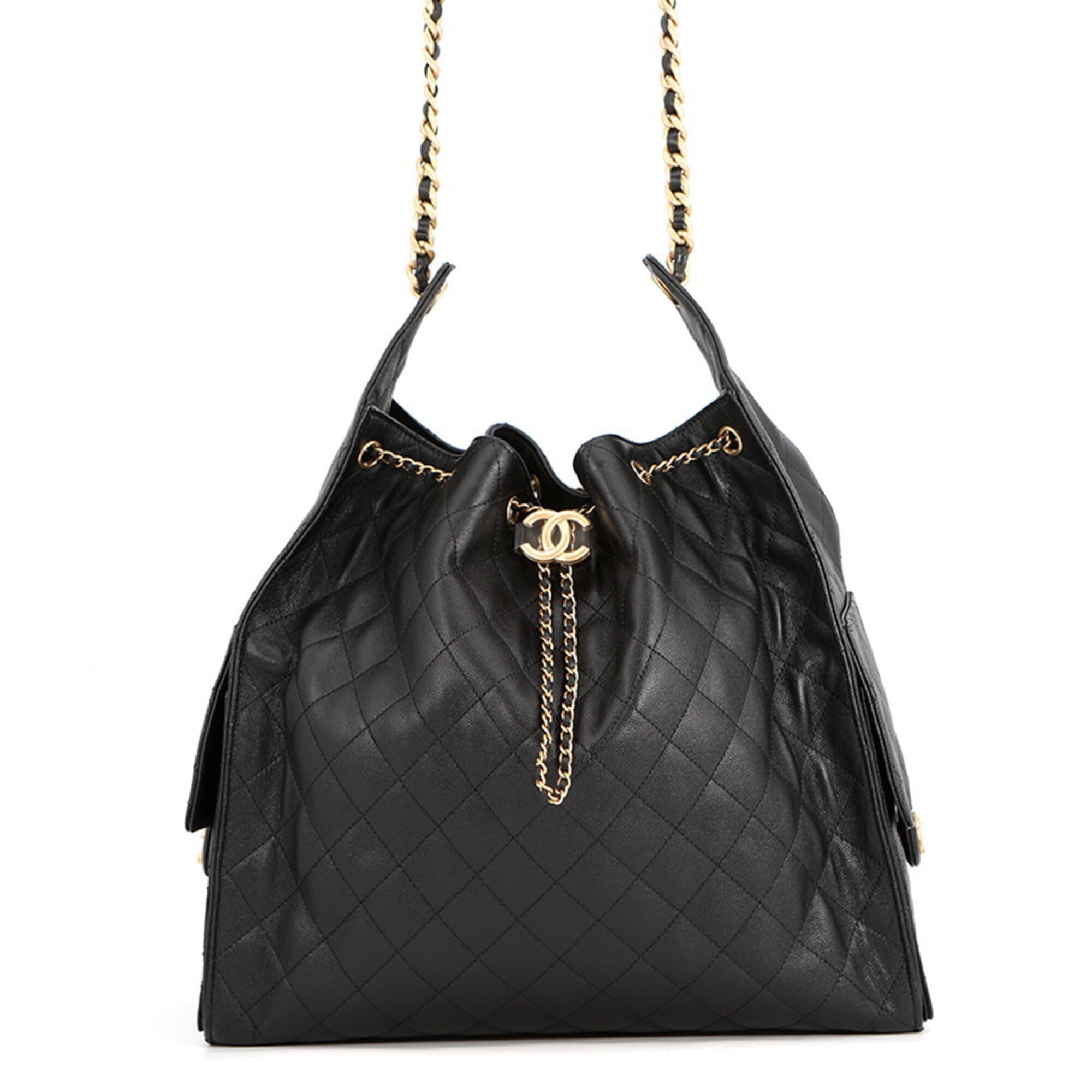 Chanel Black Grained Calfskin Handbag Shoulder Bag (Pre-Owned)