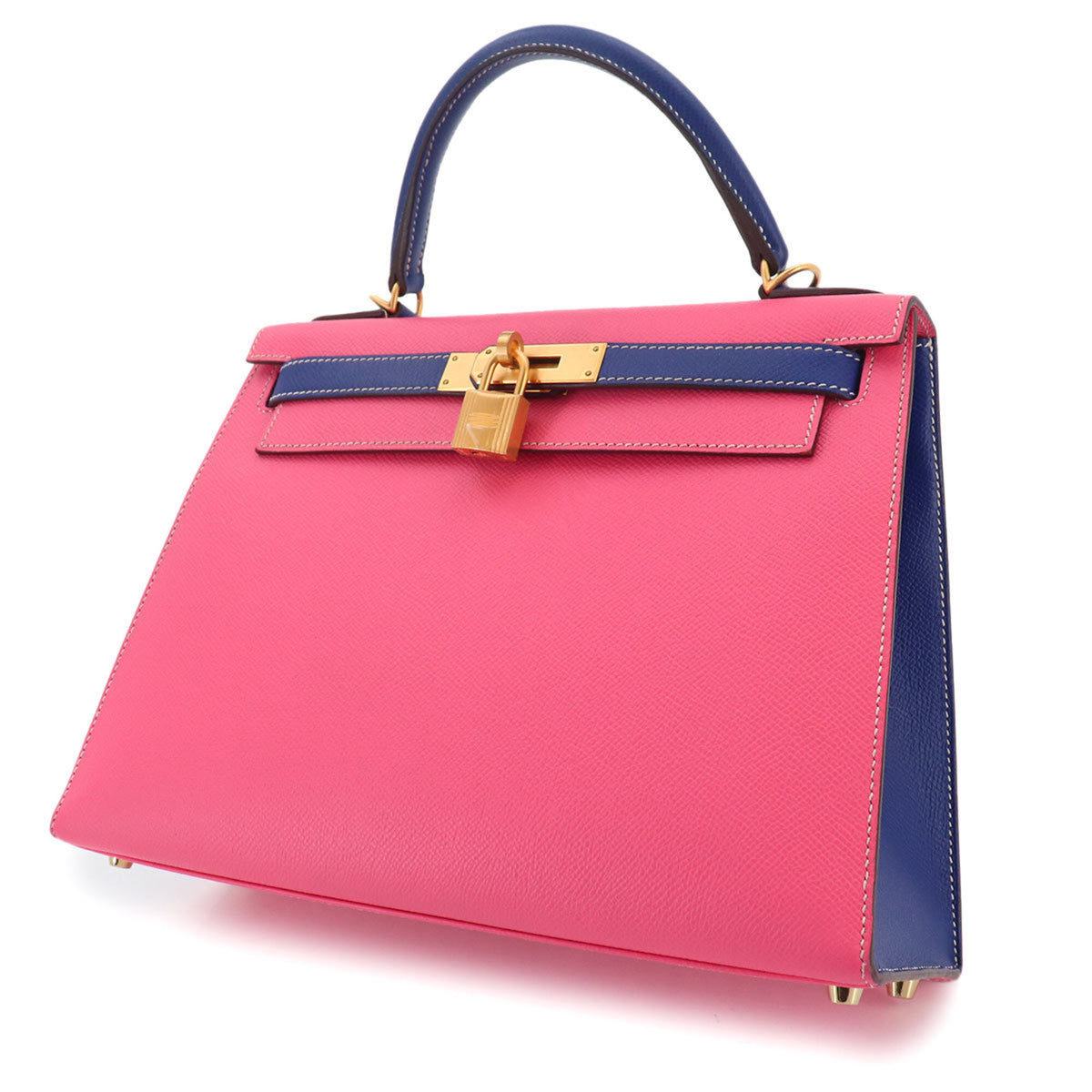 Hermes Blue Electric Rose Azalee Epsom Leather Handbag (Pre-Owned)