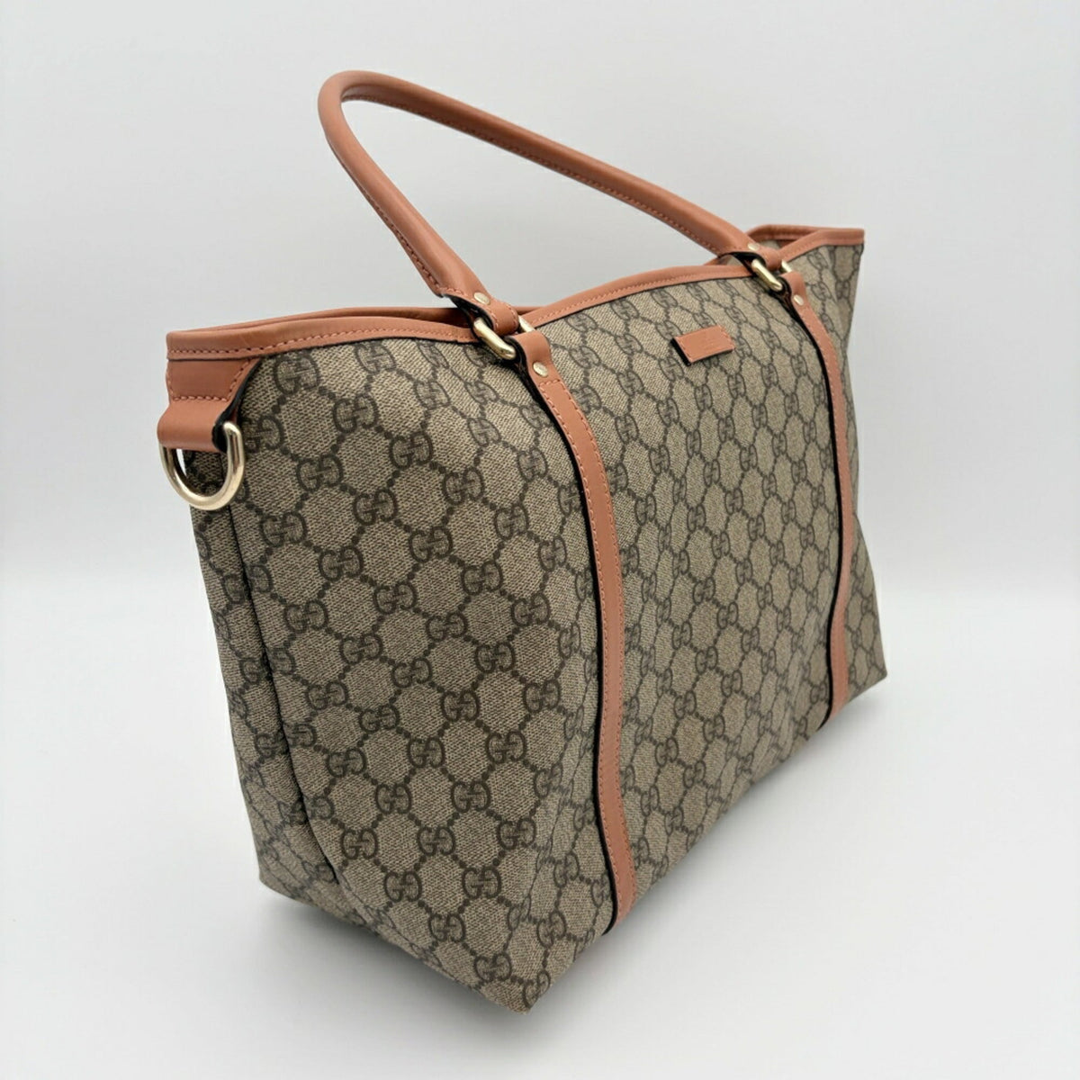 Gucci Gg Plus Beige Brown Pvc Leather Handbag Tote Bag (Pre-Owned)
