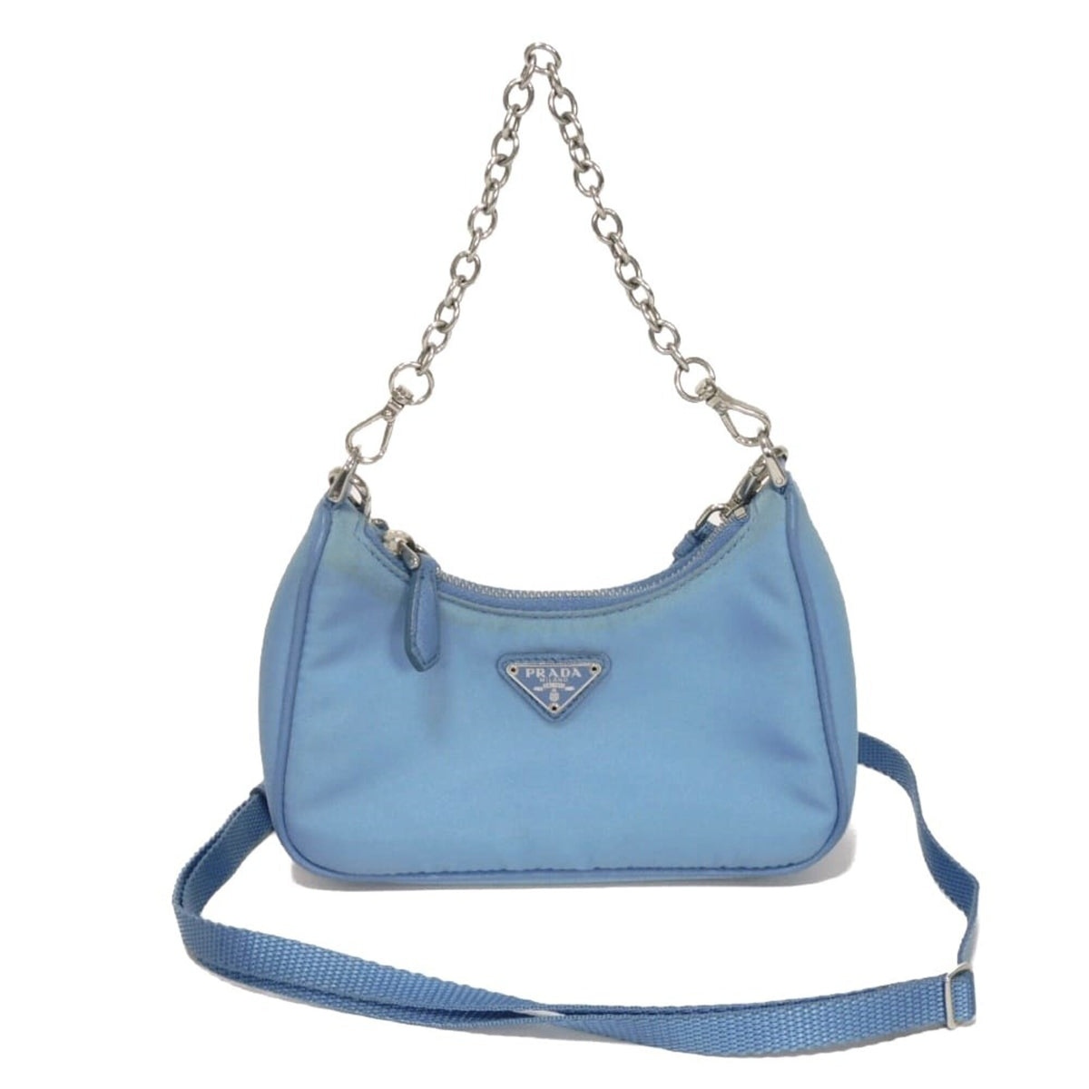 Prada Blue Nylon Pouch Shoulder Bag (Pre-Owned)