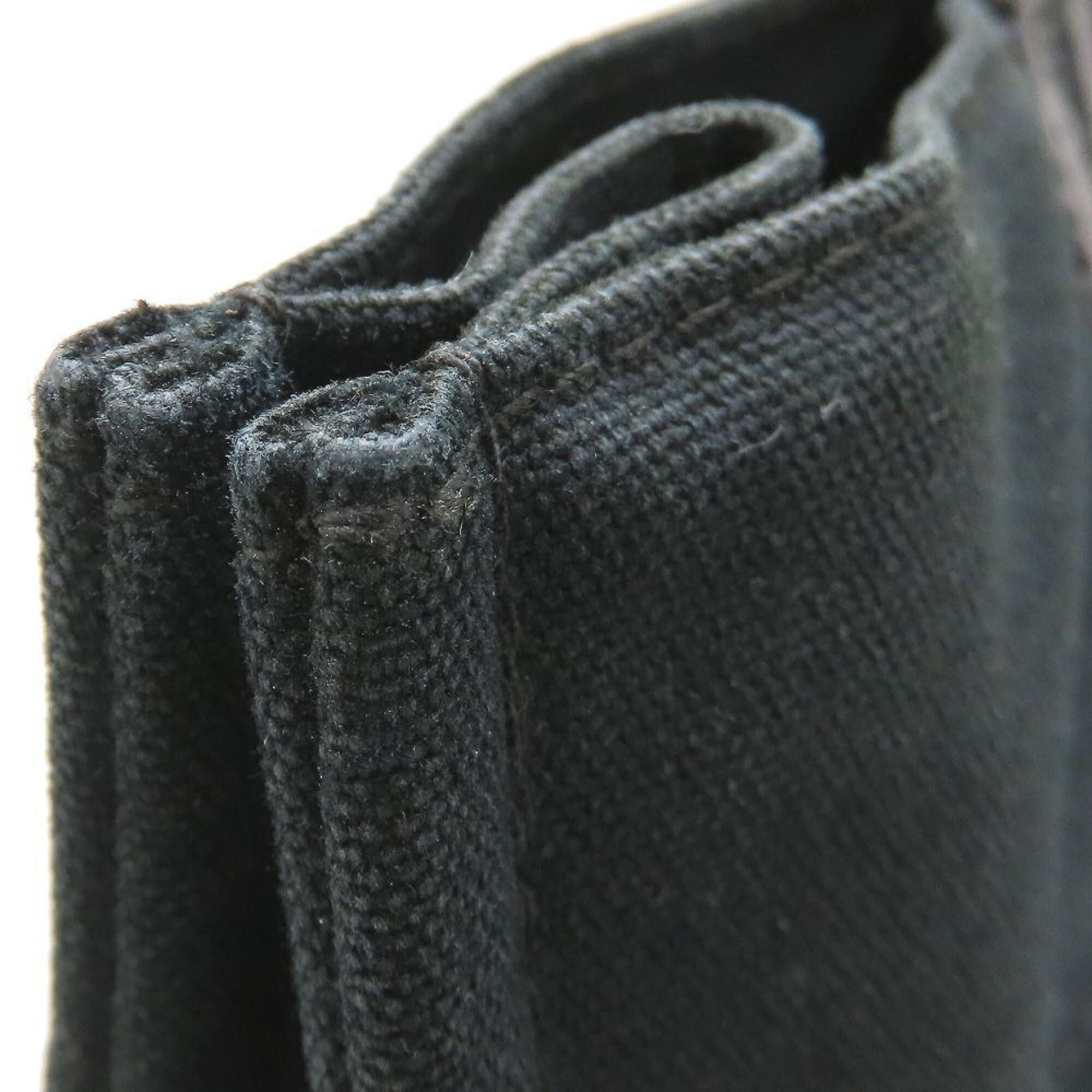 Hermes Black Gray Canvas Handbag (Pre-Owned)