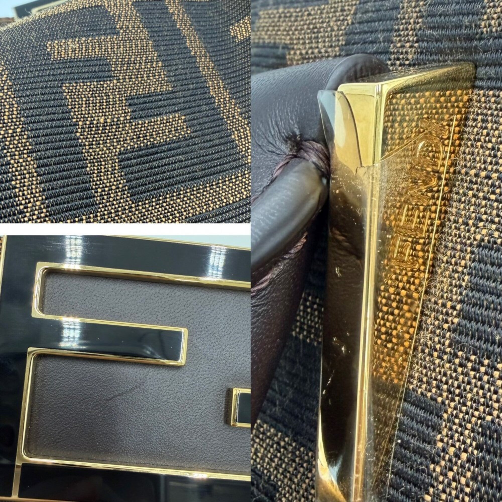 Fendi Brown Canvas Leather Handbag (Pre-Owned)