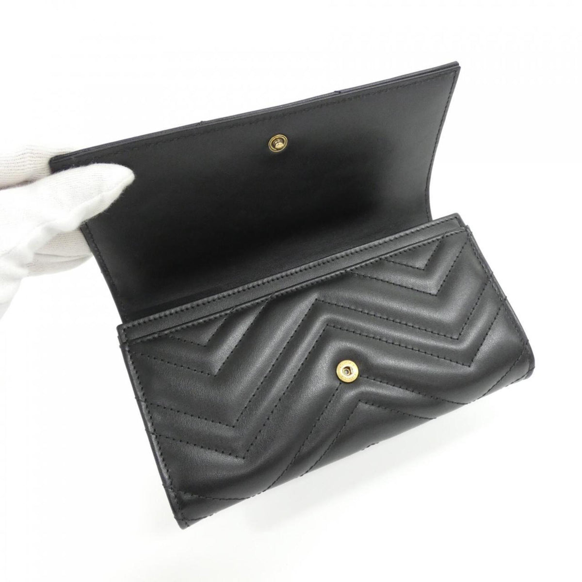 Gucci Black Quilting Leather Long Wallet (Bi-Fold) (Pre-Owned)