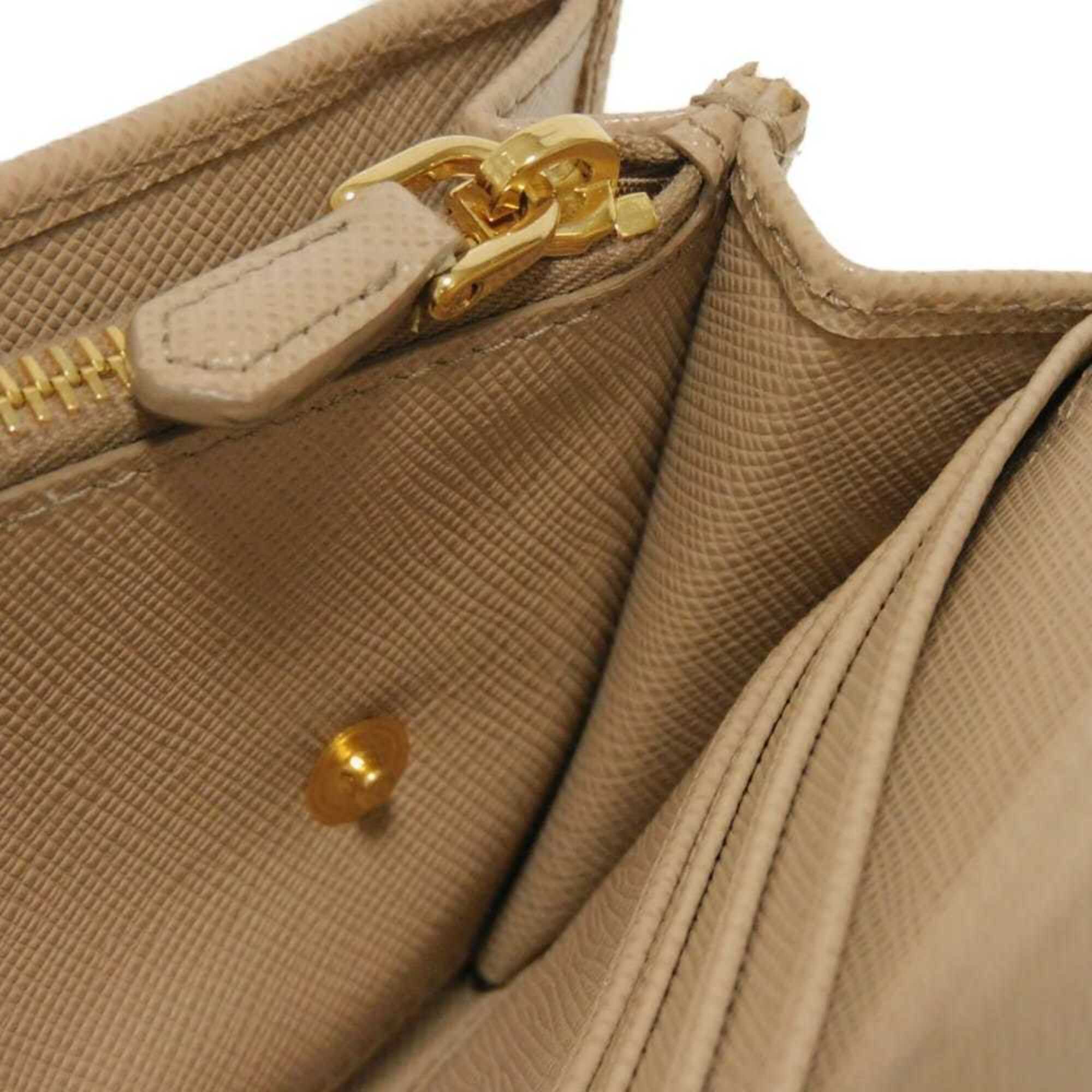 Prada Beige Saffiano Lux Long Wallet (Bi-Fold) (Pre-Owned)