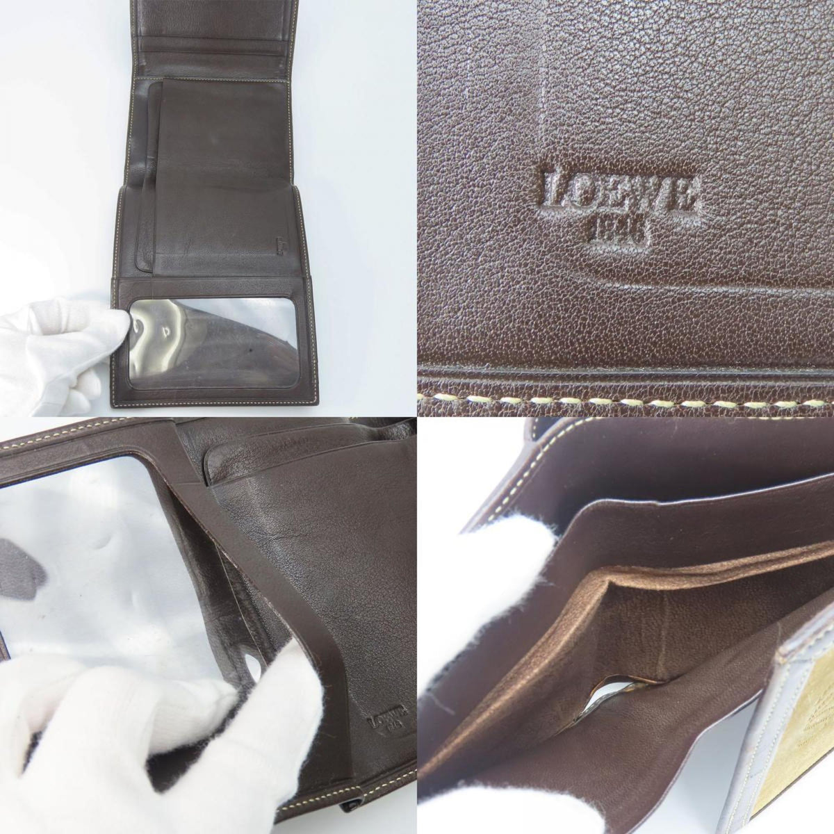 Loewe Brown Khaki Suede Leather Wallet (Tri-Fold) (Pre-Owned)