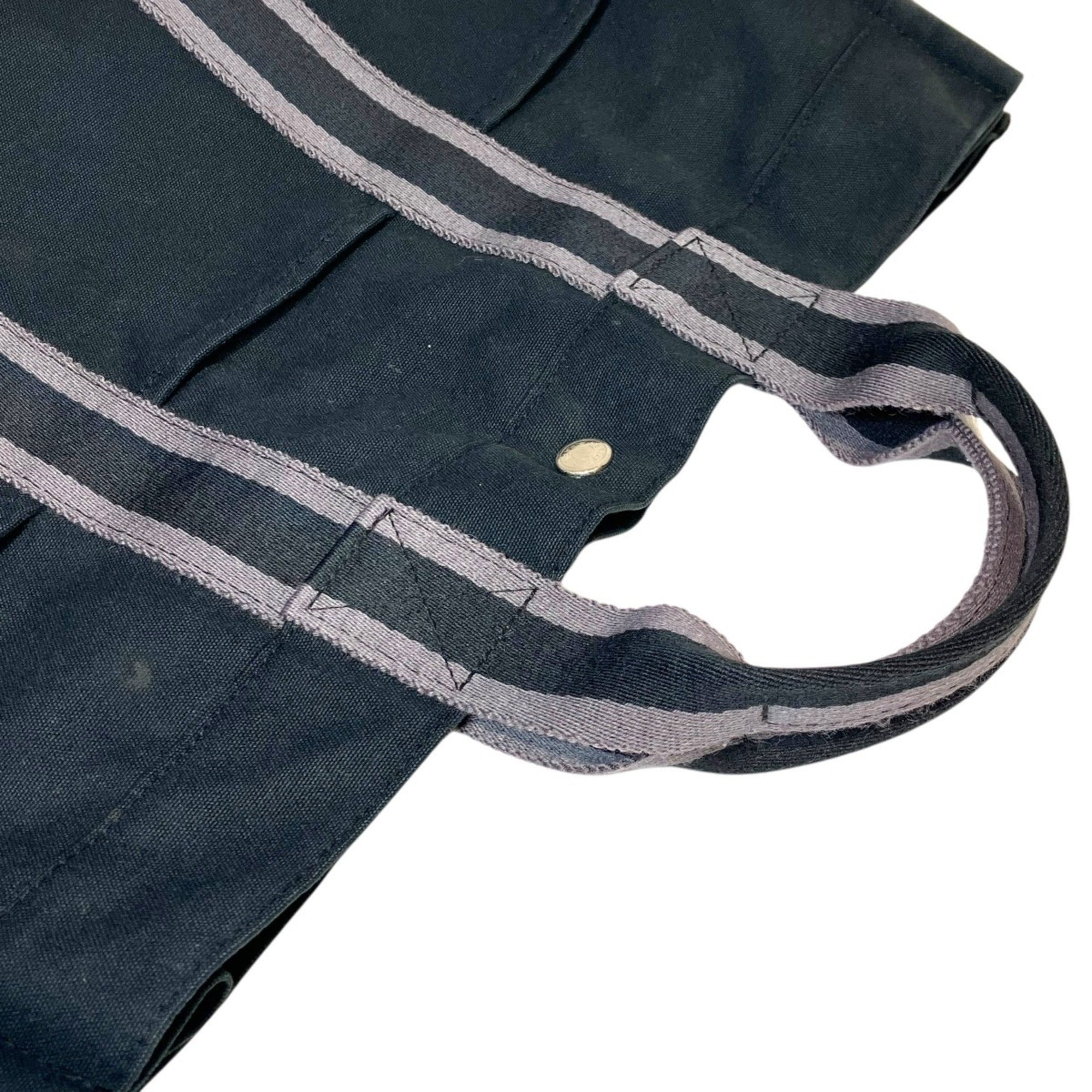 Hermes Black Gray Canvas Tote Bag (Pre-Owned)