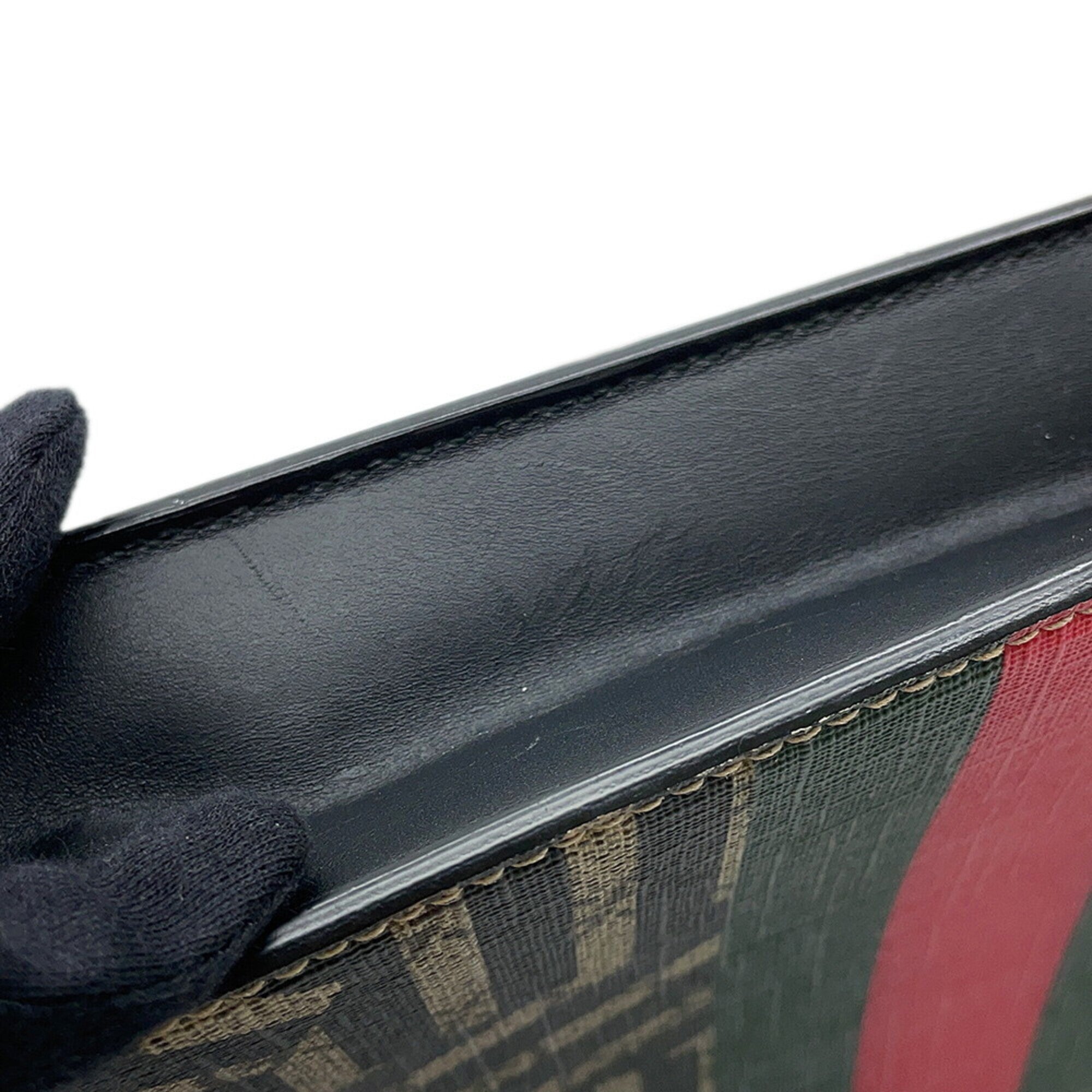 Gucci Black Multi-Color Leather Clutch Bag Handbag Pouch (Pre-Owned)