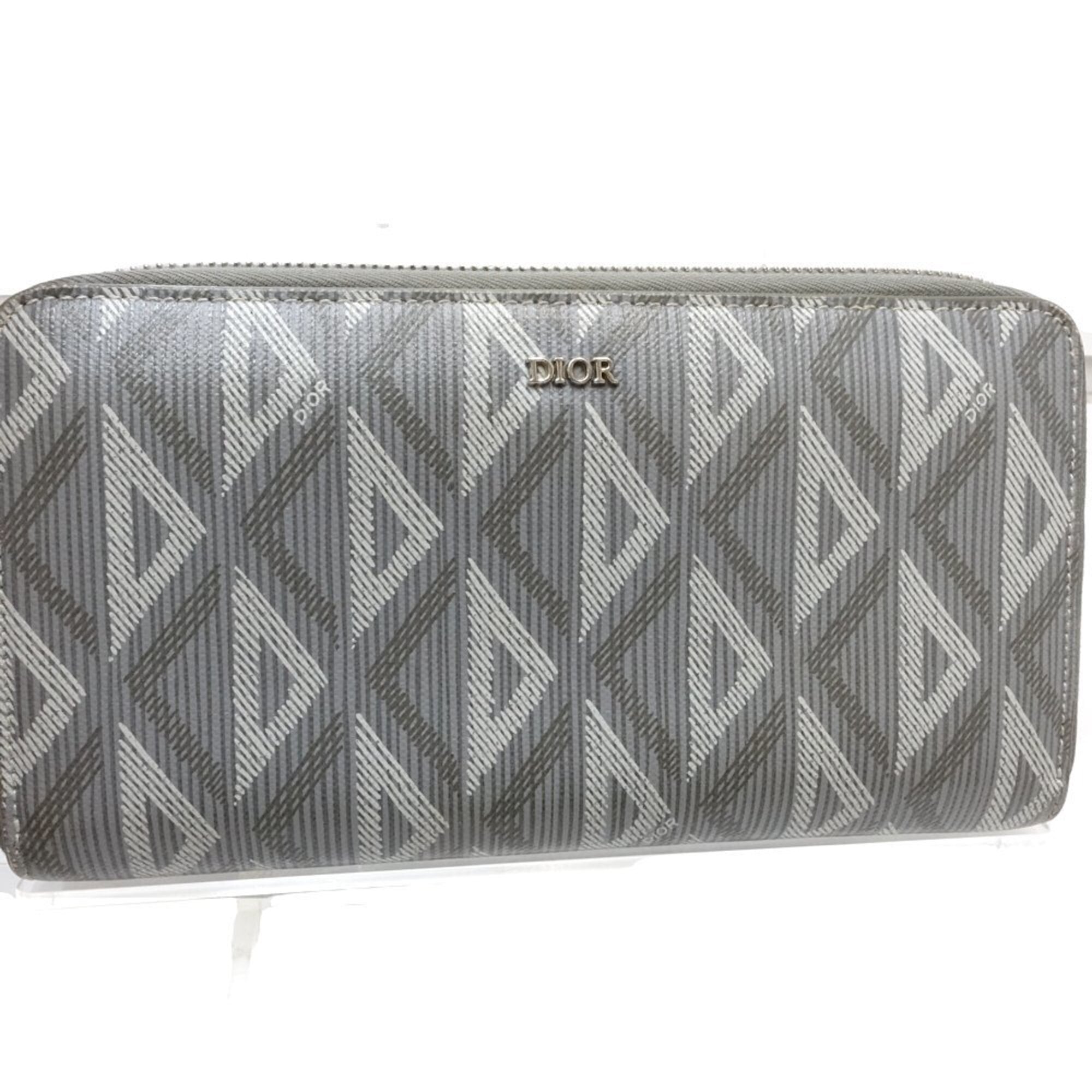 Christian Dior Gray Canvas Long Wallet (Bi-Fold) (Pre-Owned)