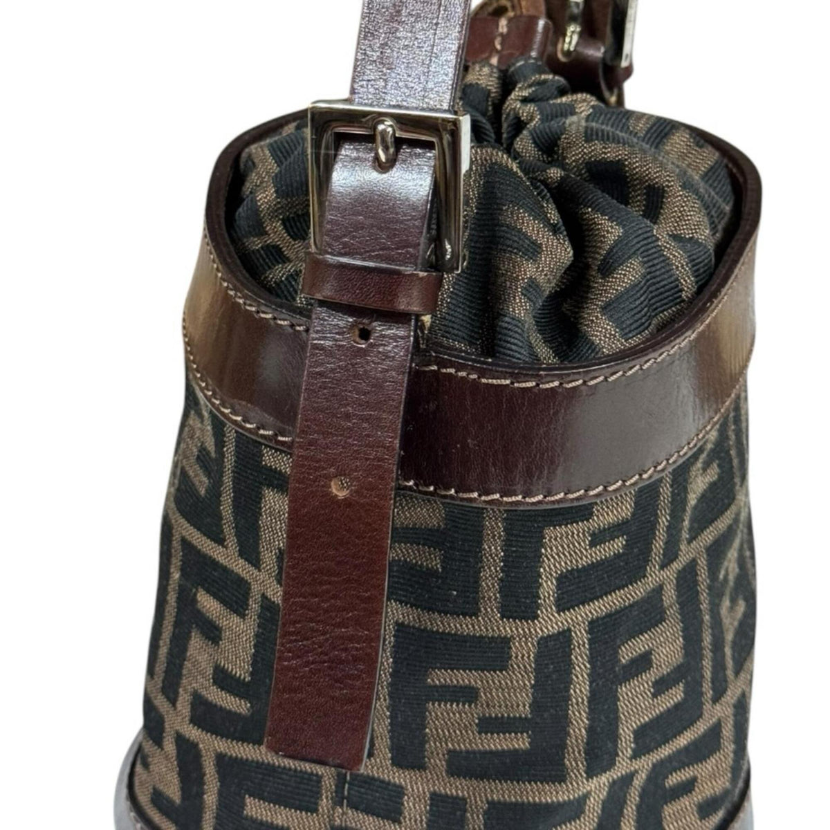 Fendi Black Brown Canvas Leather Handbag (Pre-Owned)
