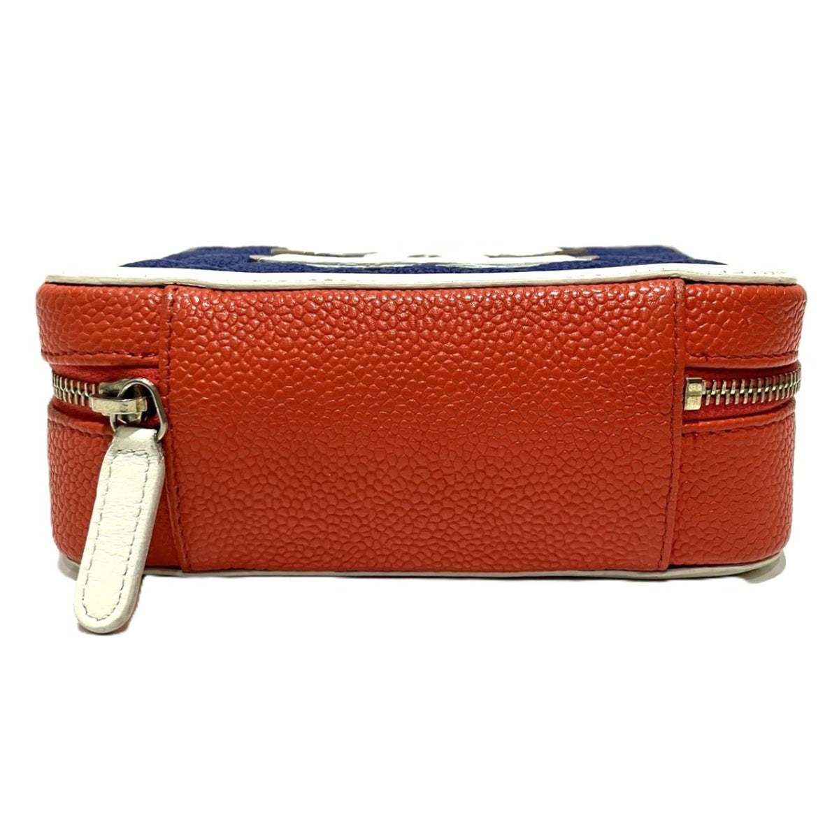 Chanel Blue Red Color White Grained Calfskin Shoulder Bag (Pre-Owned)
