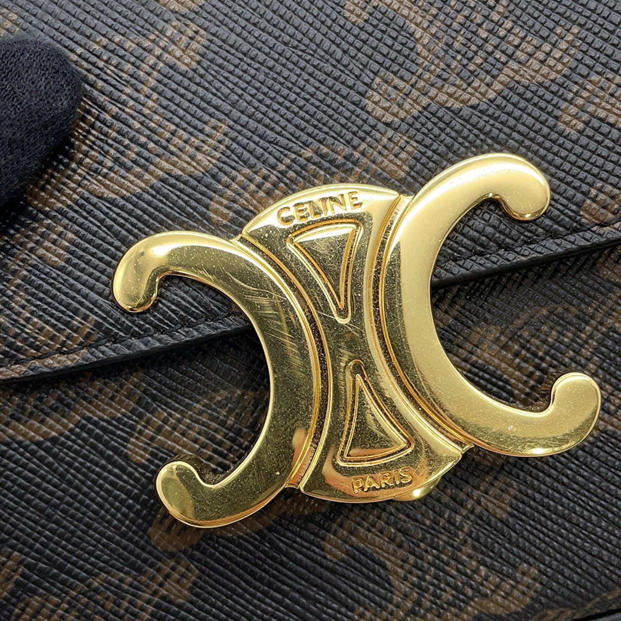 Celine Gold Pvc Leather Handbag Shoulder Bag (Pre-Owned)