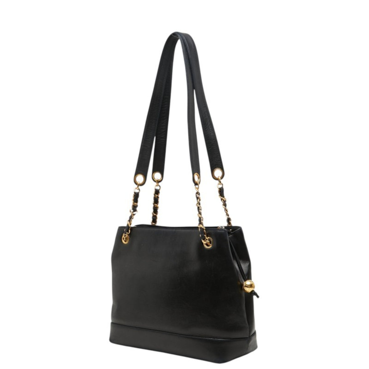 Chanel Black Leather Handbag Tote Bag (Pre-Owned)