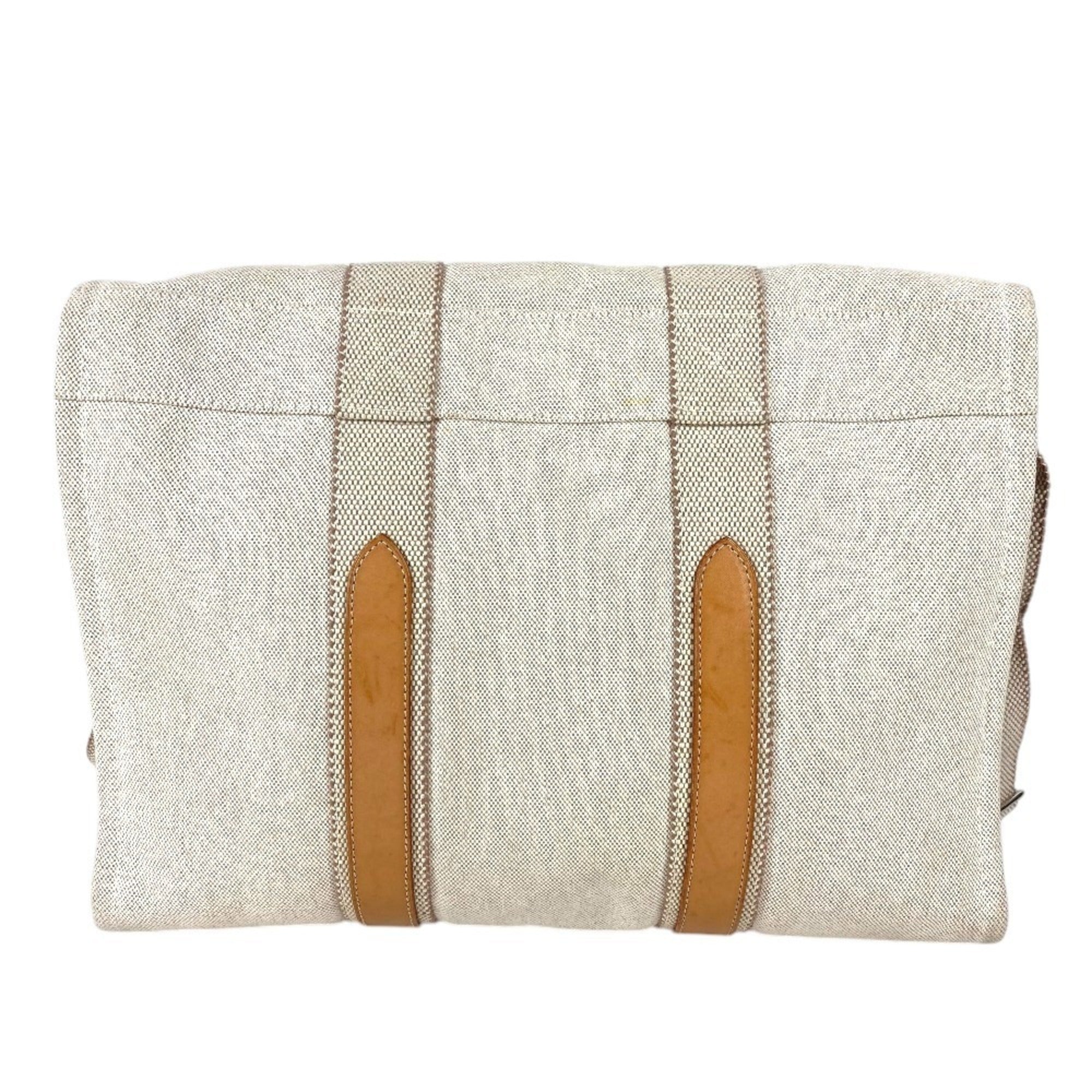 Hermes Beige Cotton Leather Shoulder Bag (Pre-Owned)