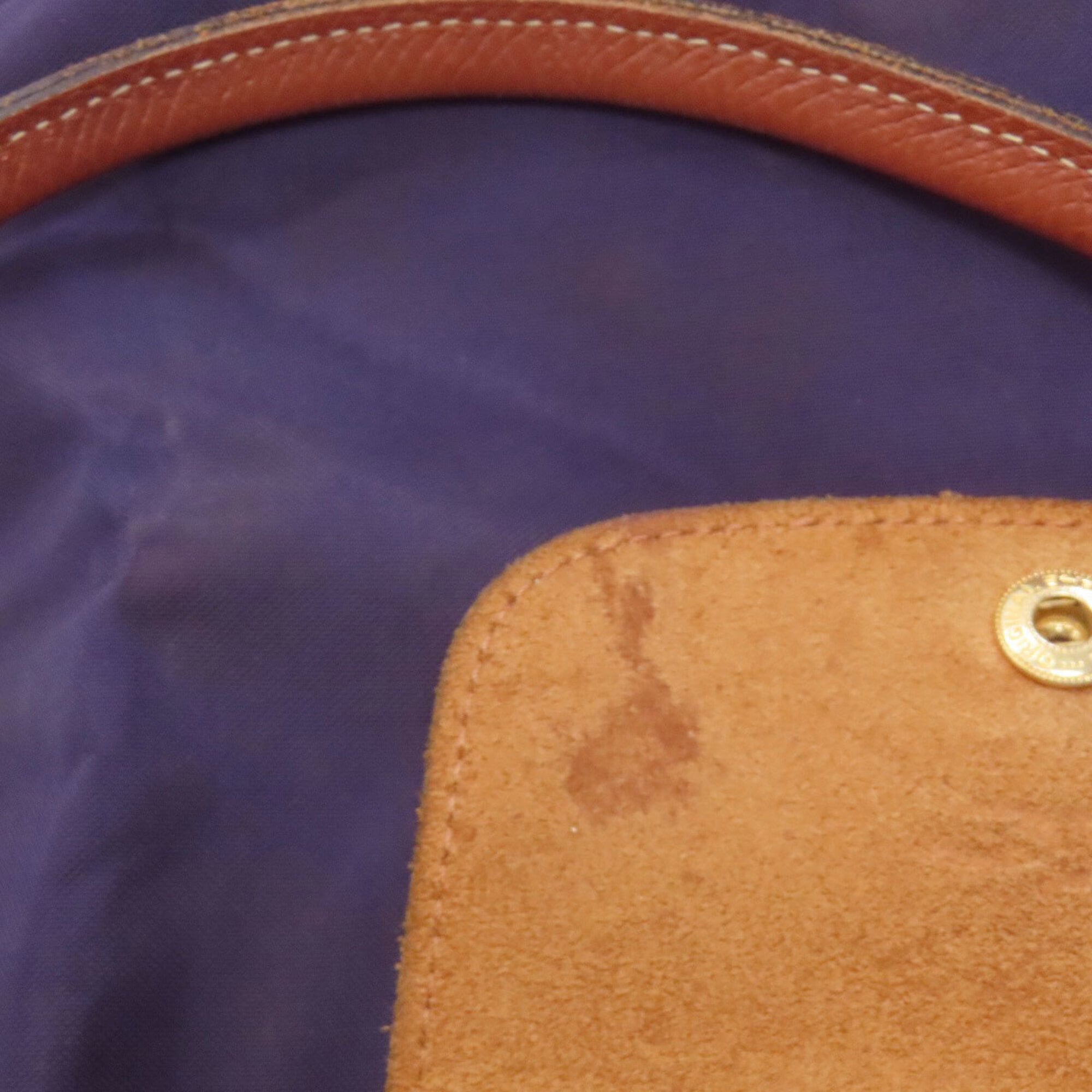 Longchamp Le Pliage Brown Purple Nylon Handbag (Pre-Owned)