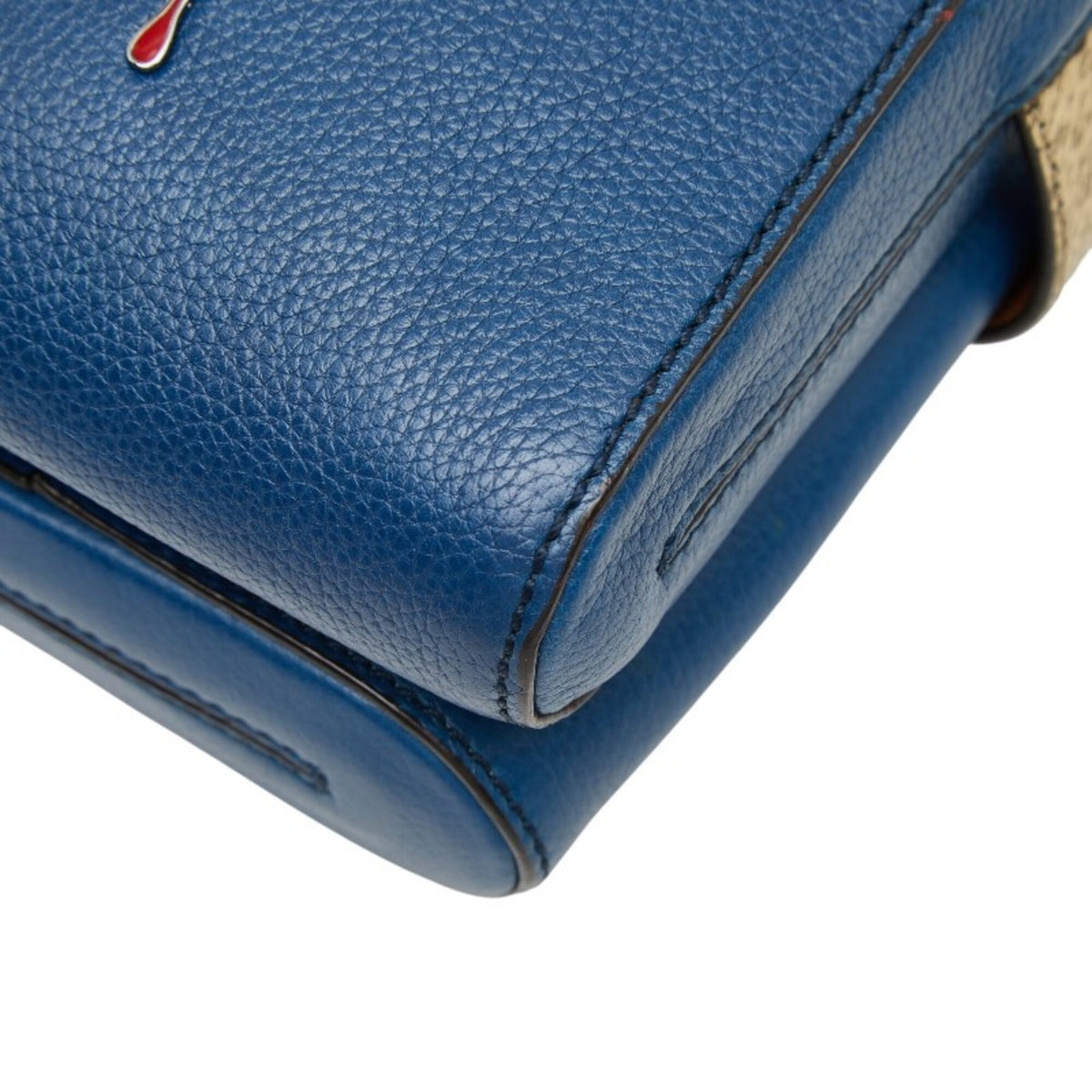 Christian Louboutin Blue Brown Leather Shoulder Bag (Pre-Owned)