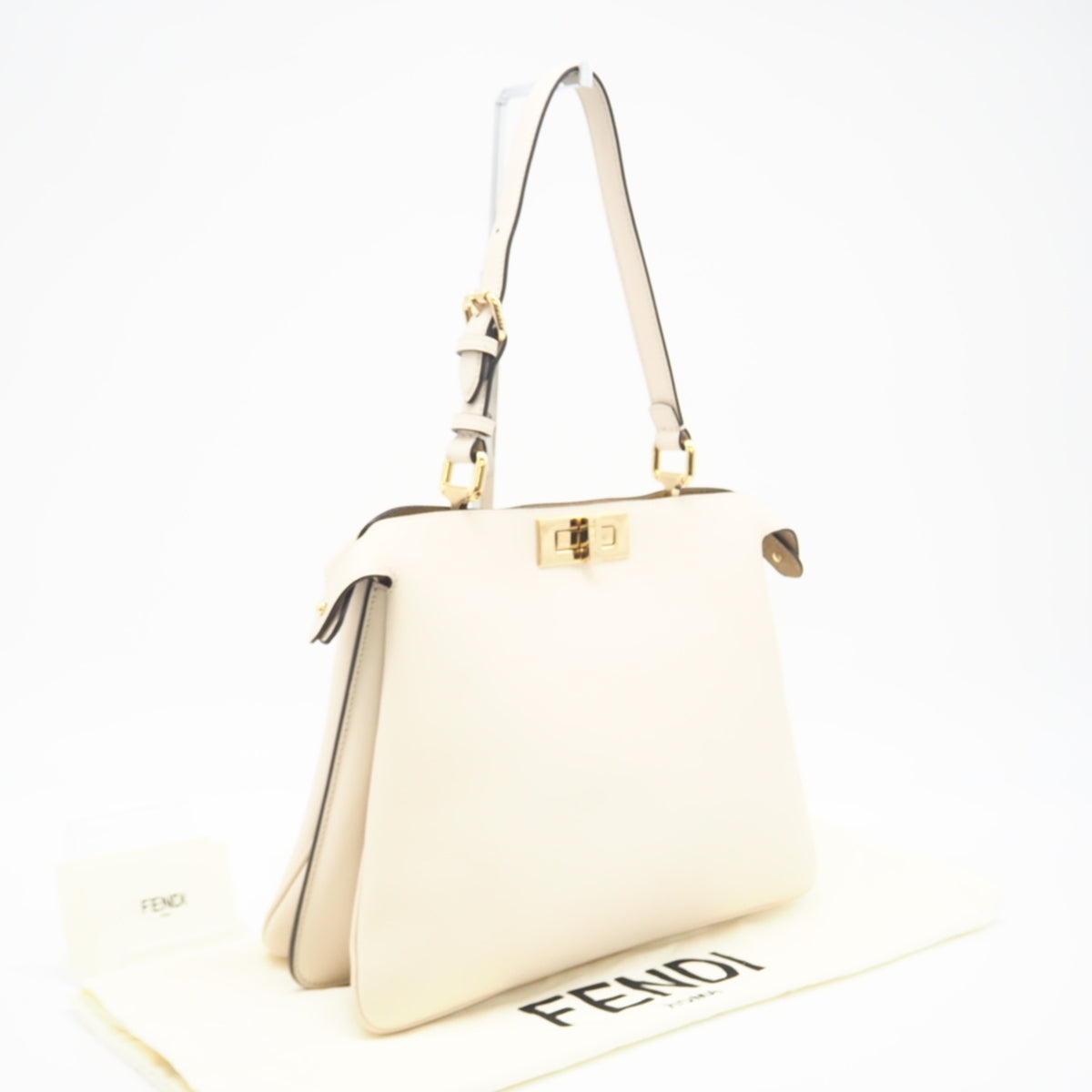 Fendi Beige White Leather Handbag (Pre-Owned)