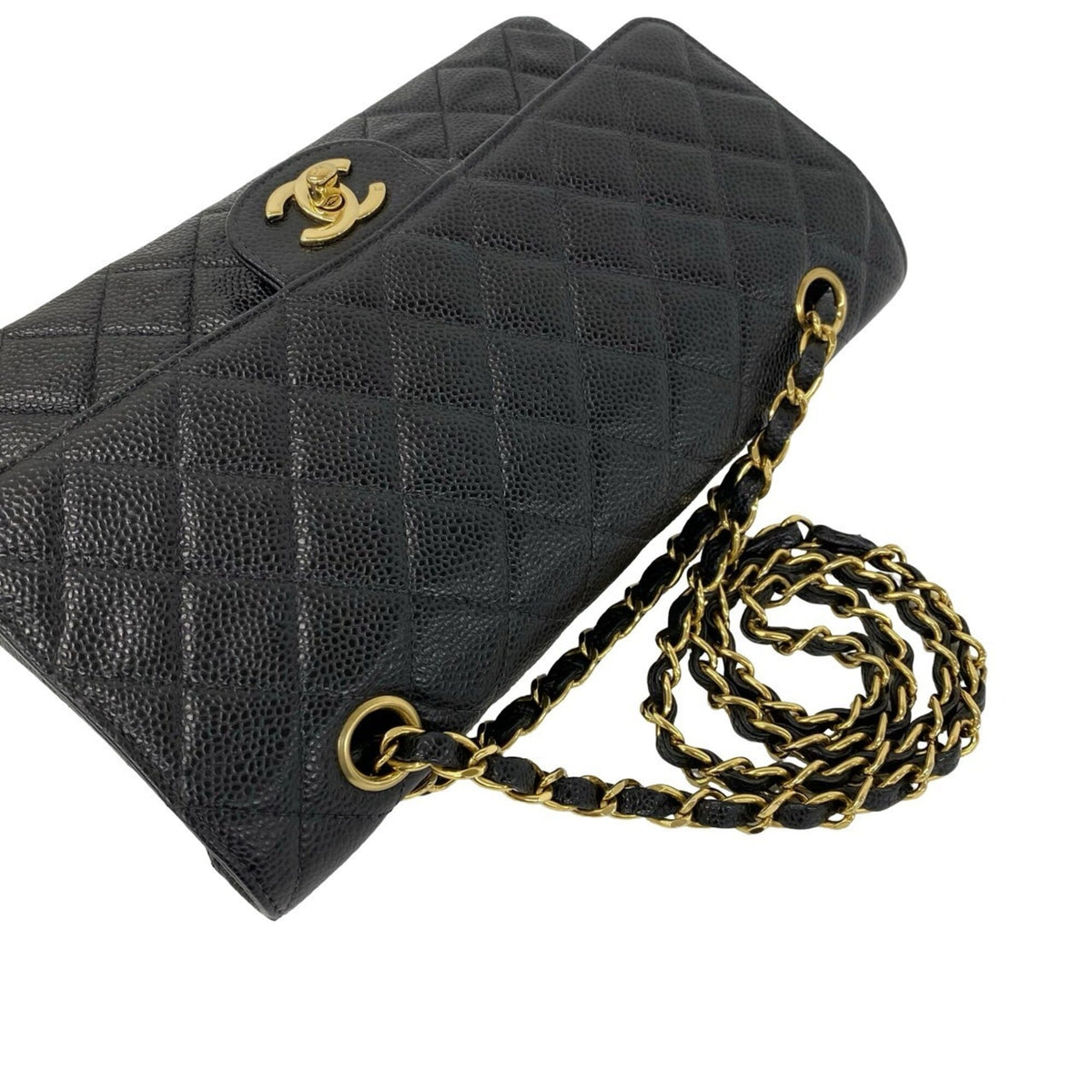 Chanel Black Grained Calfskin Shoulder Bag (Pre-Owned)
