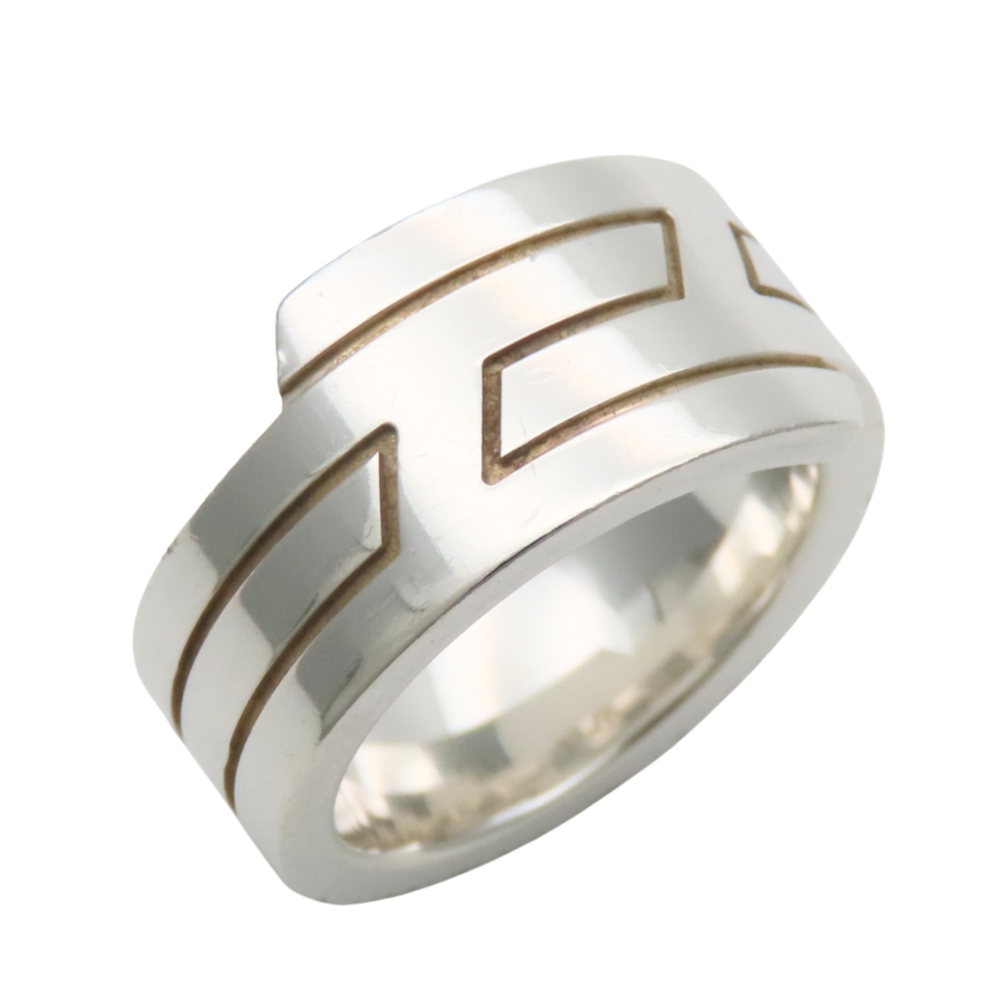 Hermes Silver Silver 925 Band Ring (Pre-Owned)