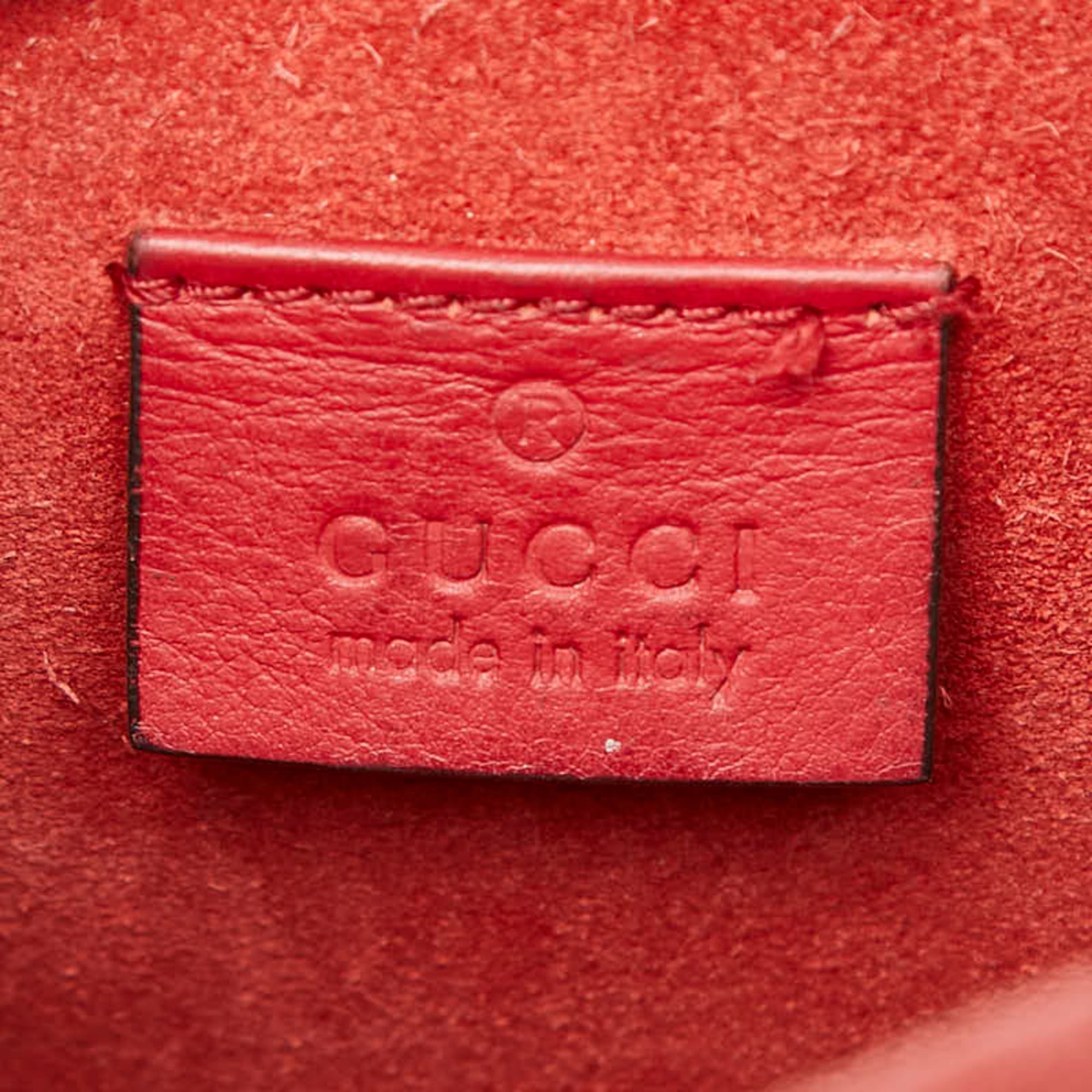 Gucci Beige Red Color Pvc Suede Shoulder Bag (Pre-Owned)