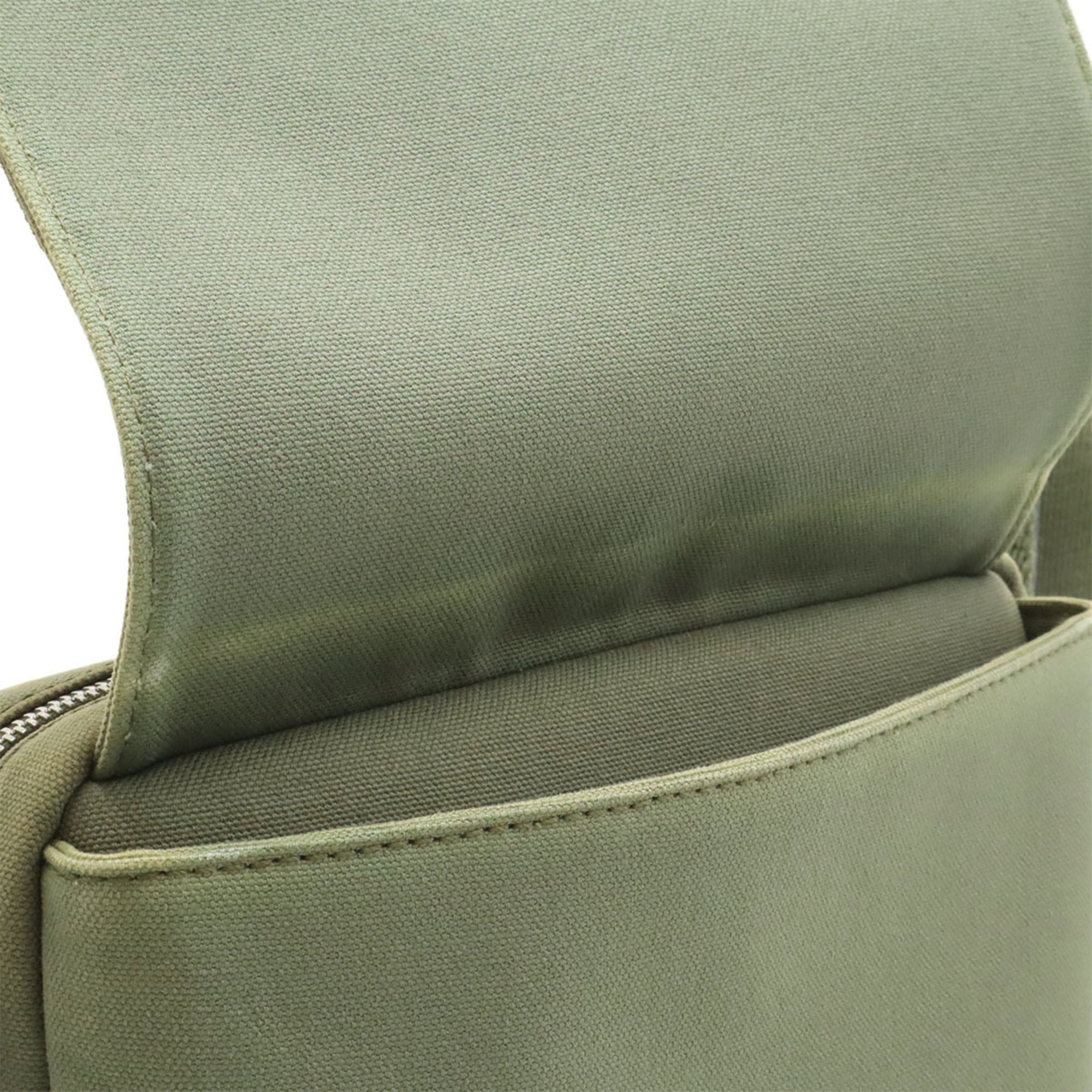 Loewe Green Khaki Canvas Leather Messenger Bag Shoulder Bag (Pre-Owned)