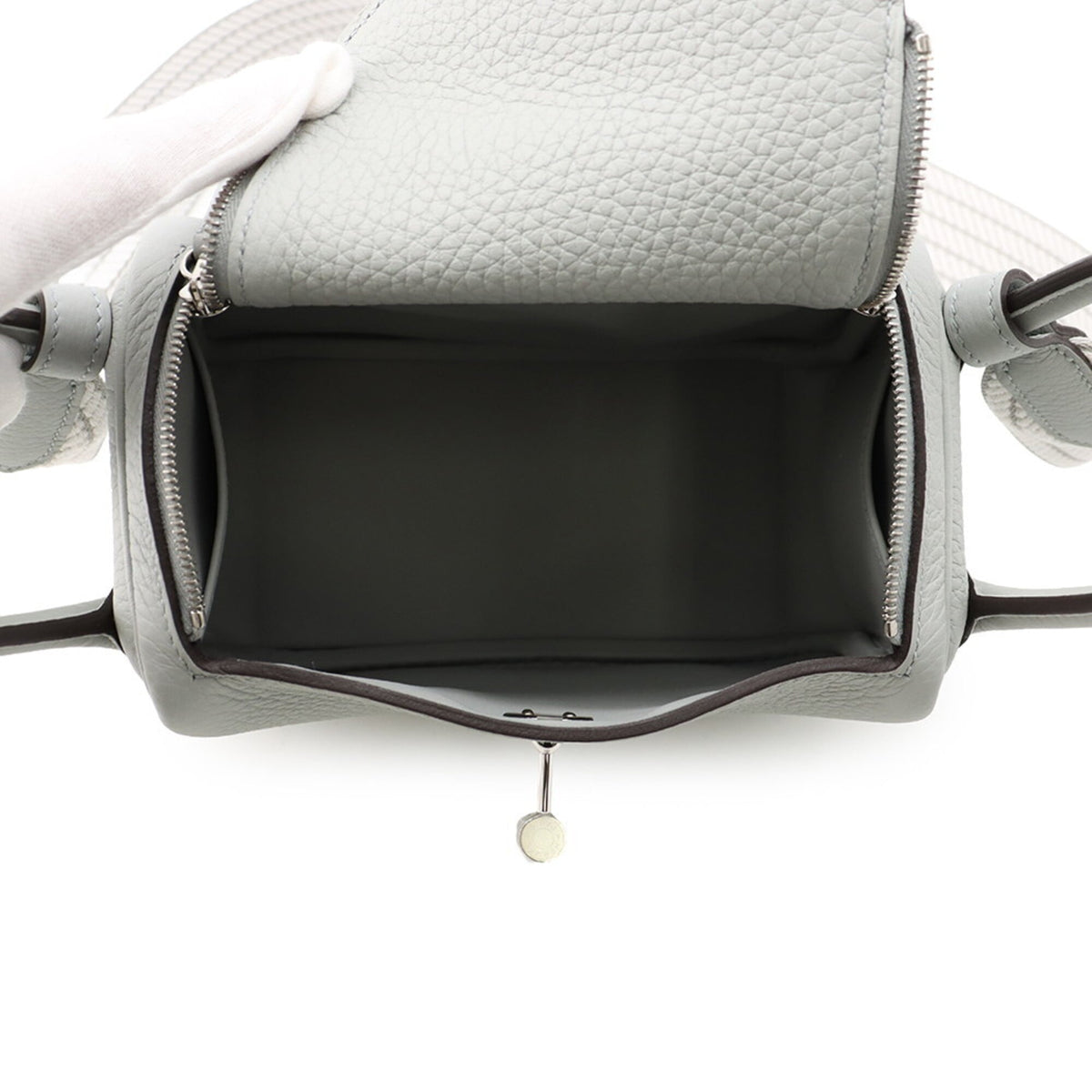Hermes Gray Taurillon Clemence Leather Handbag (Pre-Owned)