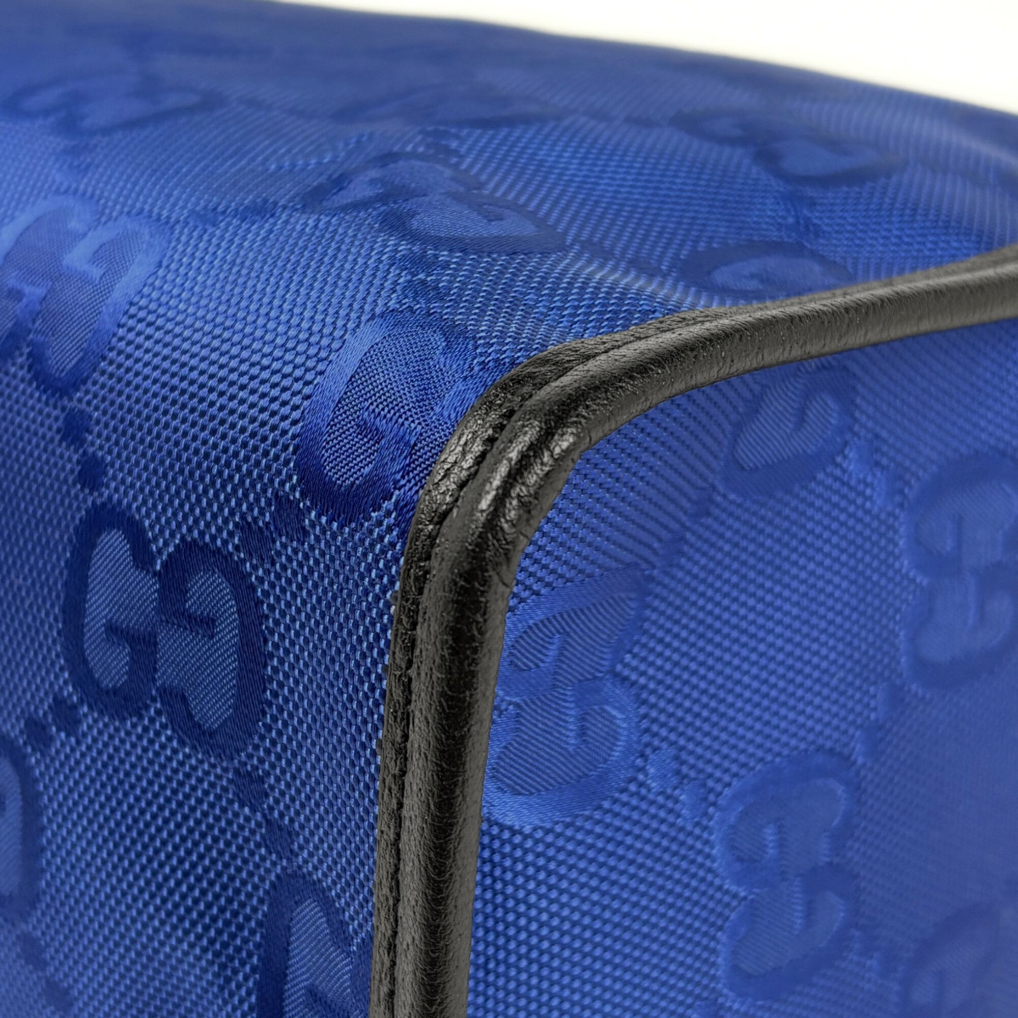 Gucci Black Blue Nylon Leather Tote Bag (Pre-Owned)