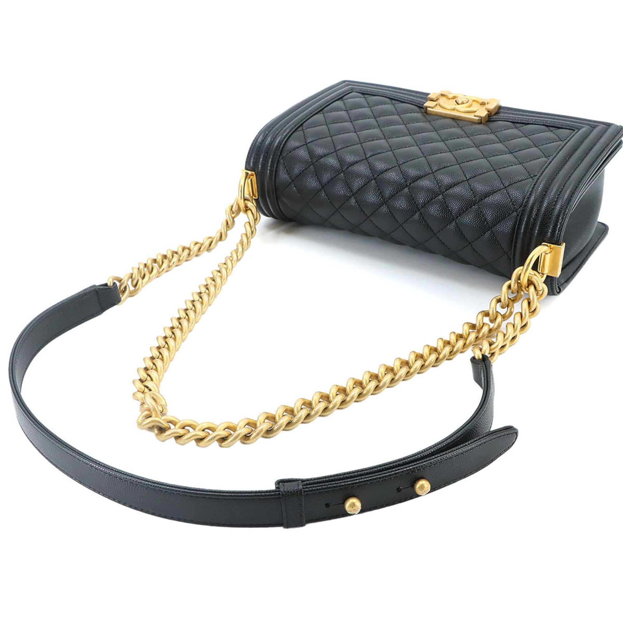 Chanel Black Grained Calfskin Handbag Shoulder Bag (Pre-Owned)