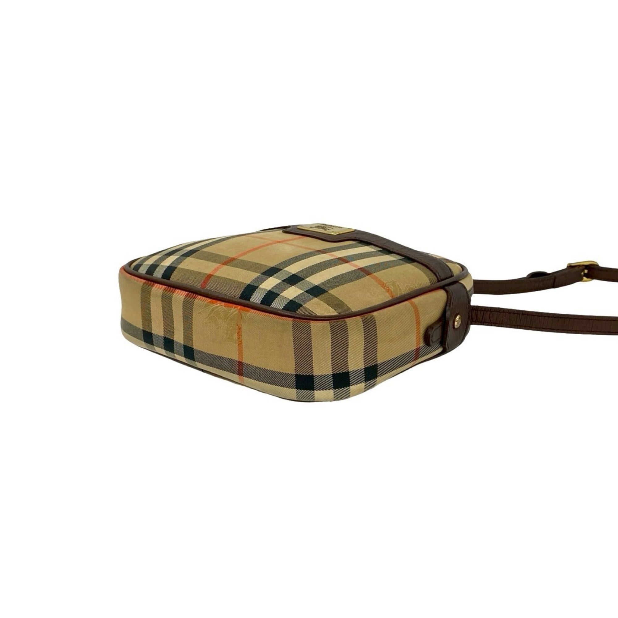 Burberry Beige Brown Canvas Leather Shoulder Bag (Pre-Owned)