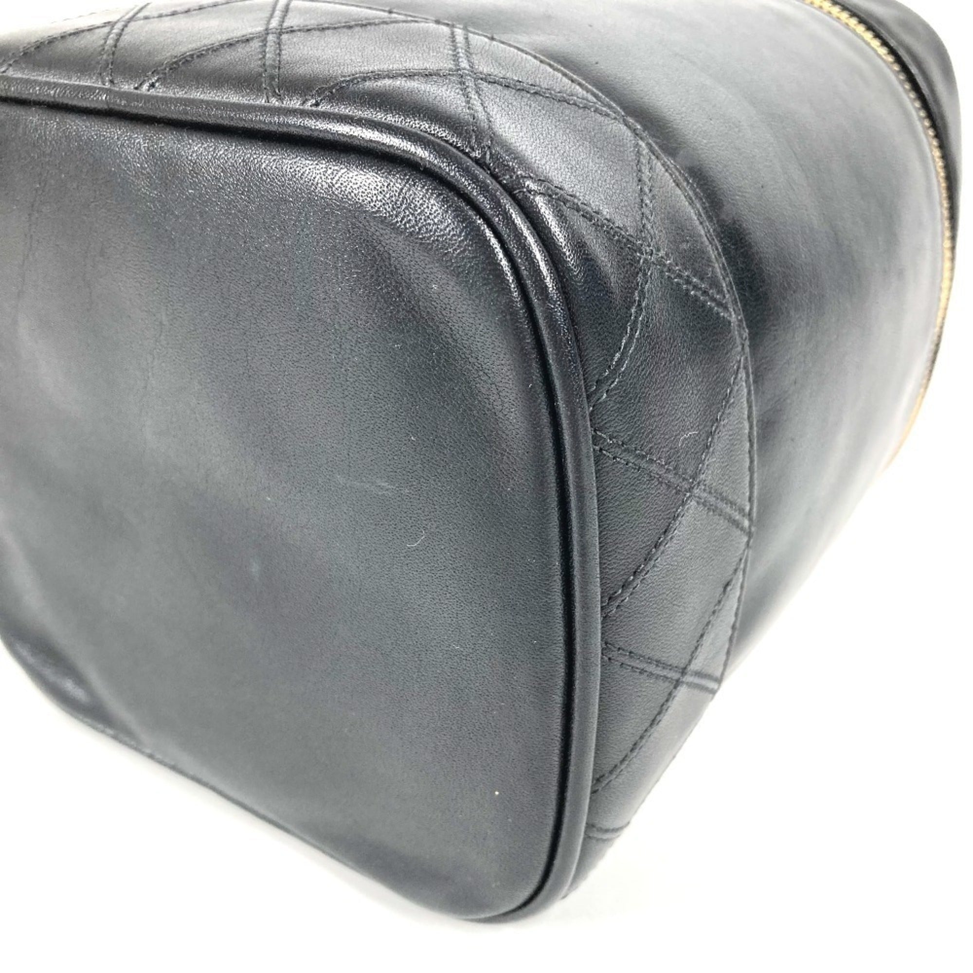 Chanel Black Leather Handbag Pouch Vanity Bag (Pre-Owned)