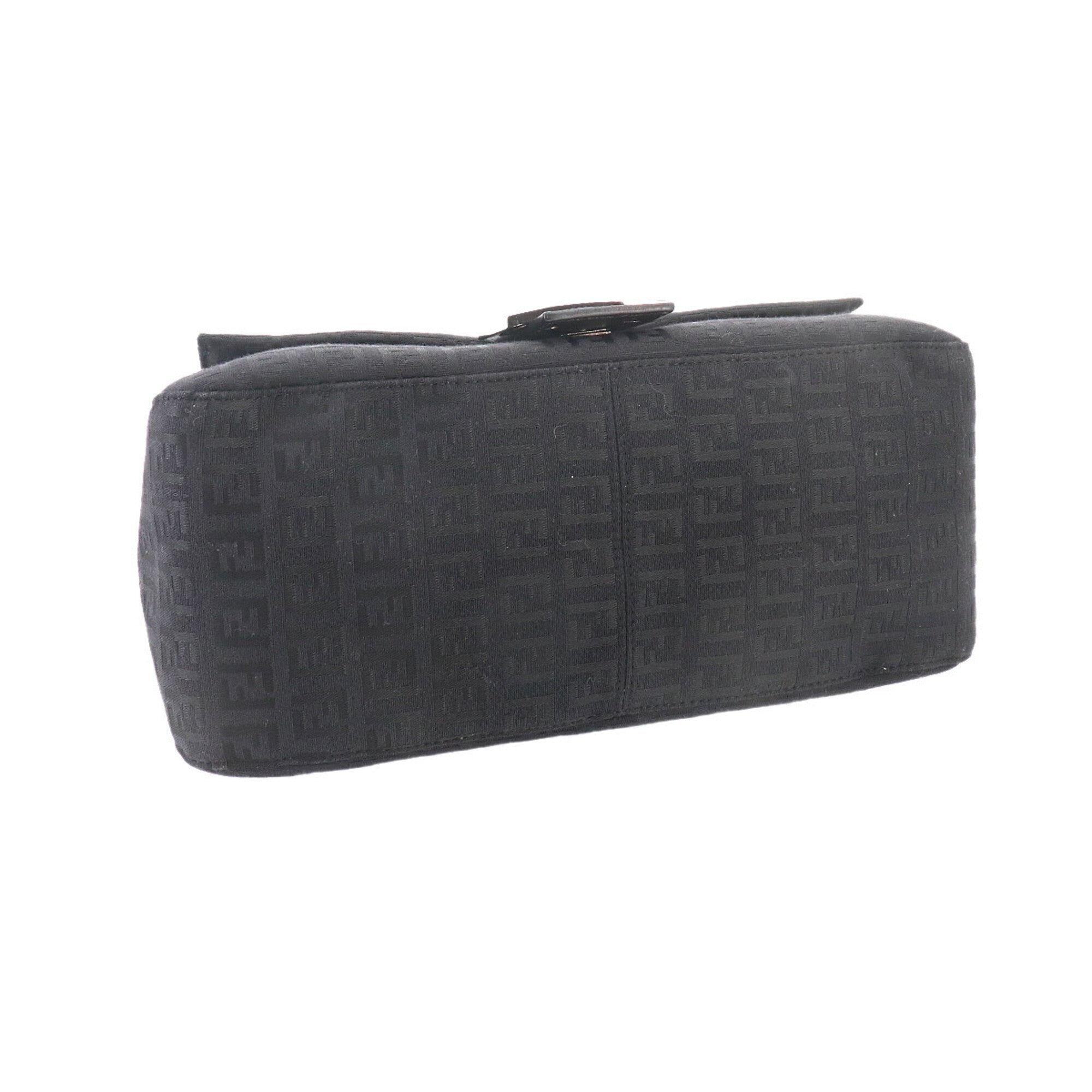 Fendi Black Canvas Leather Baguette Bag Handbag Shoulder Bag (Pre-Owned)