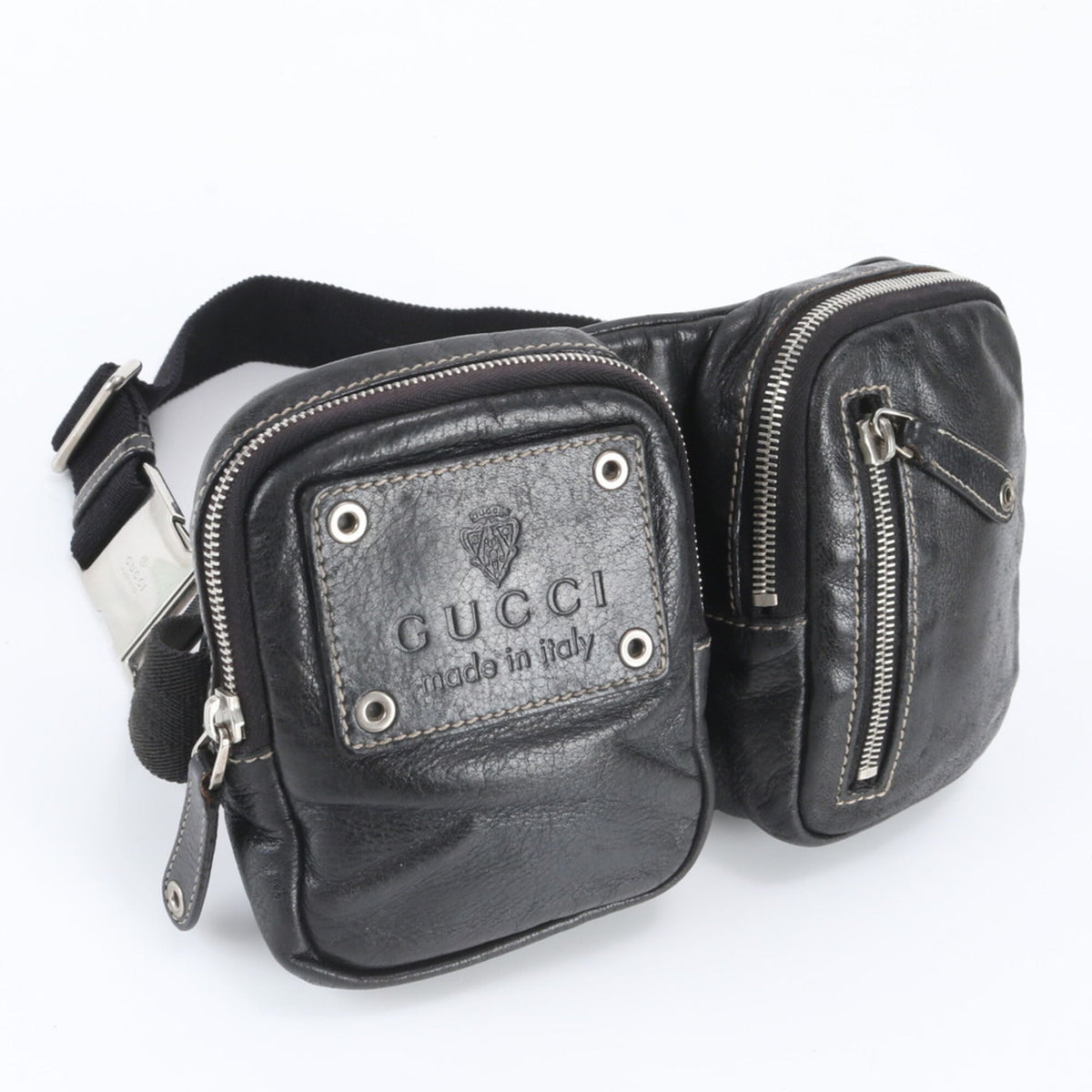 Gucci Black Leather Pouch Shoulder Bag Sling Bag (Pre-Owned)