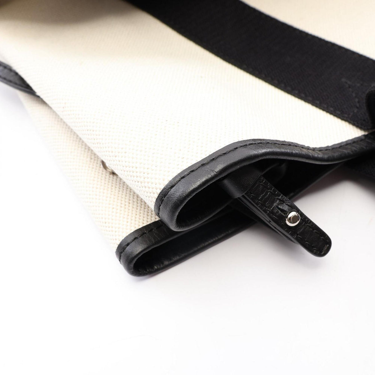 Balenciaga Black Ivory Canvas Leather Handbag Pouch Tote Bag (Pre-Owned)