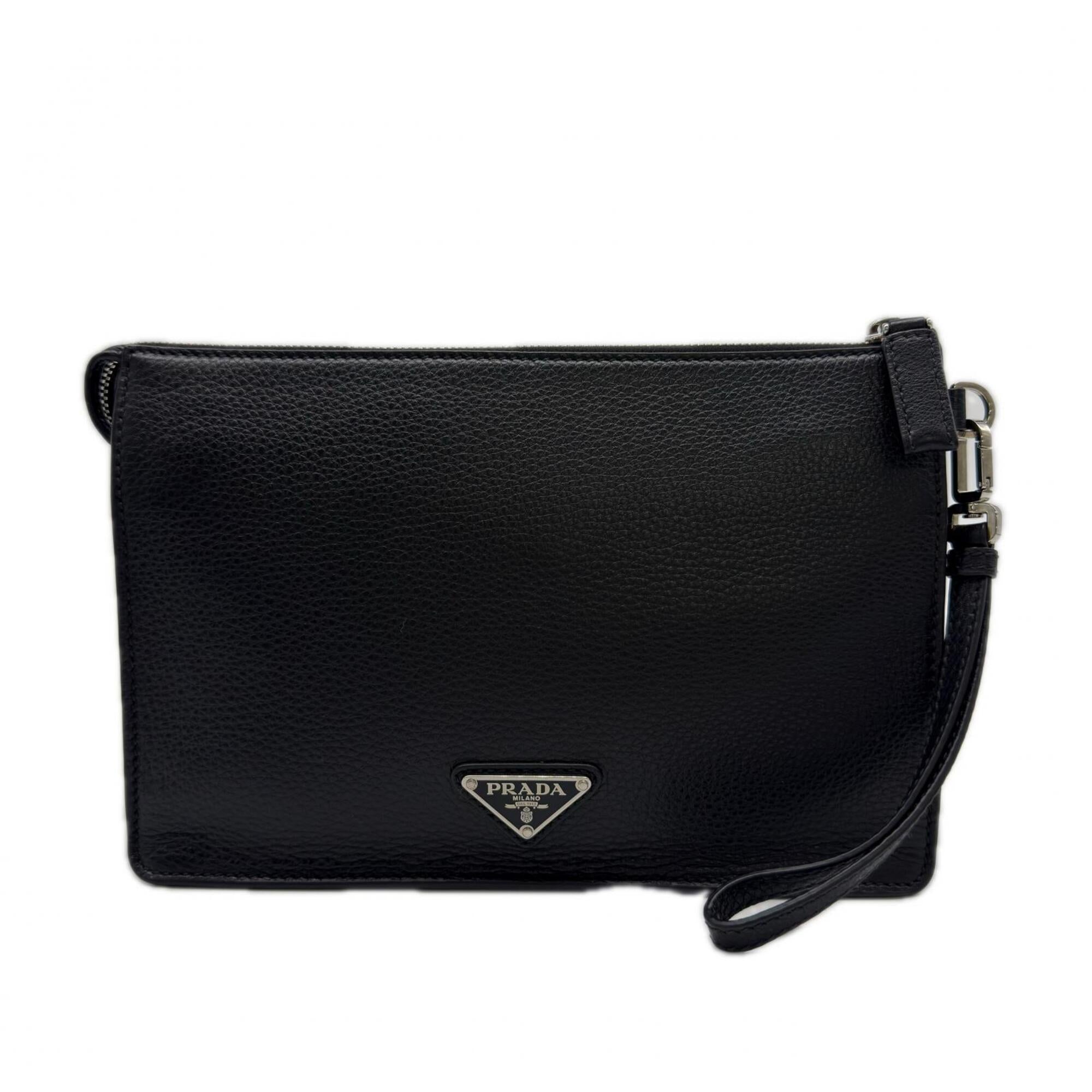 Prada Black Leather Clutch Bag (Pre-Owned)