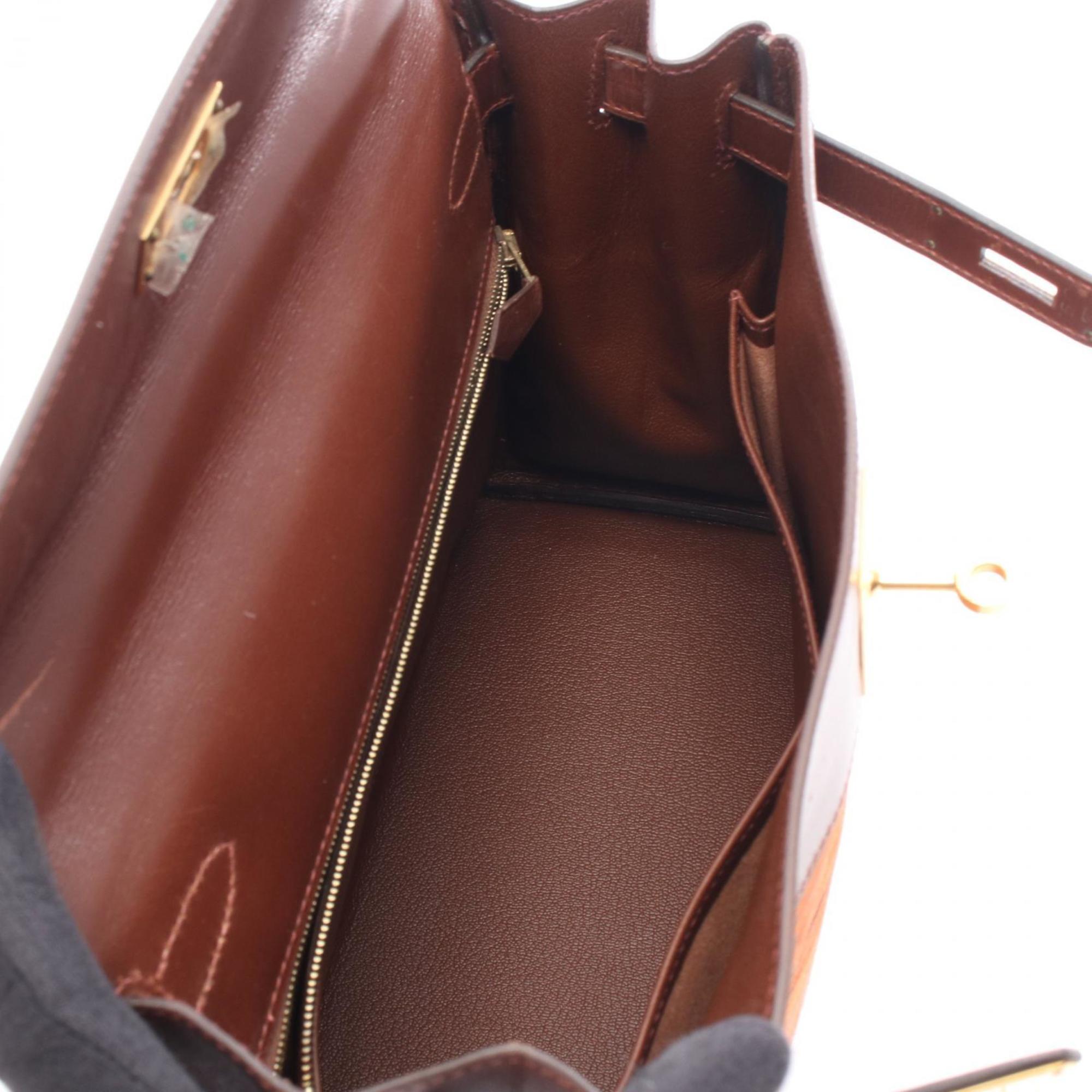 Hermes Brown Multi-Color Orange Vibrato Leather Leather Handbag (Pre-Owned)