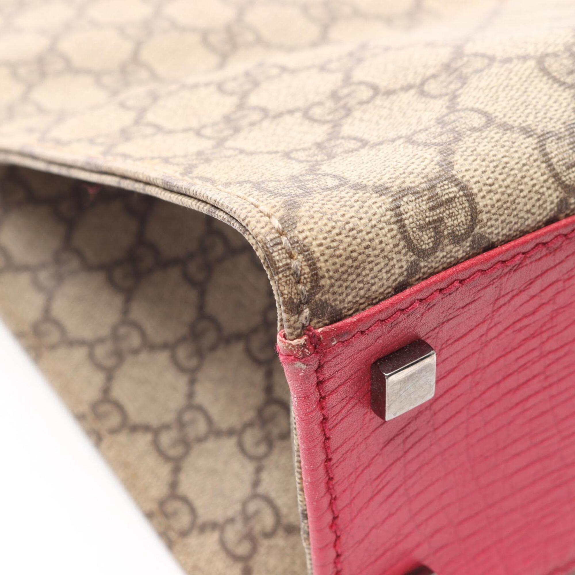 Gucci Beige Pink Pvc Coated Canvas Leather Handbag Tote Bag (Pre-Owned)