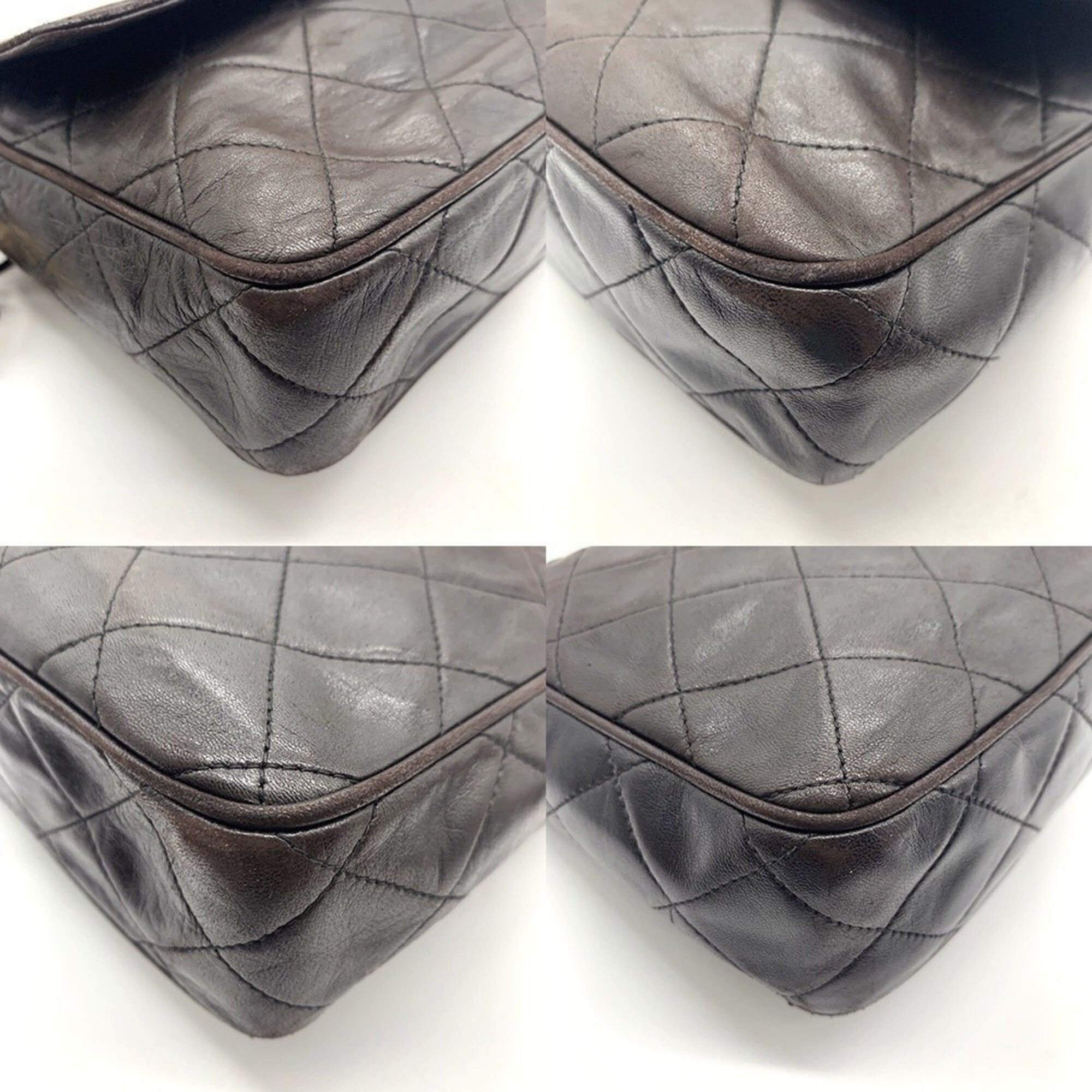 Chanel Dark Brown Leather Shoulder Bag (Pre-Owned)