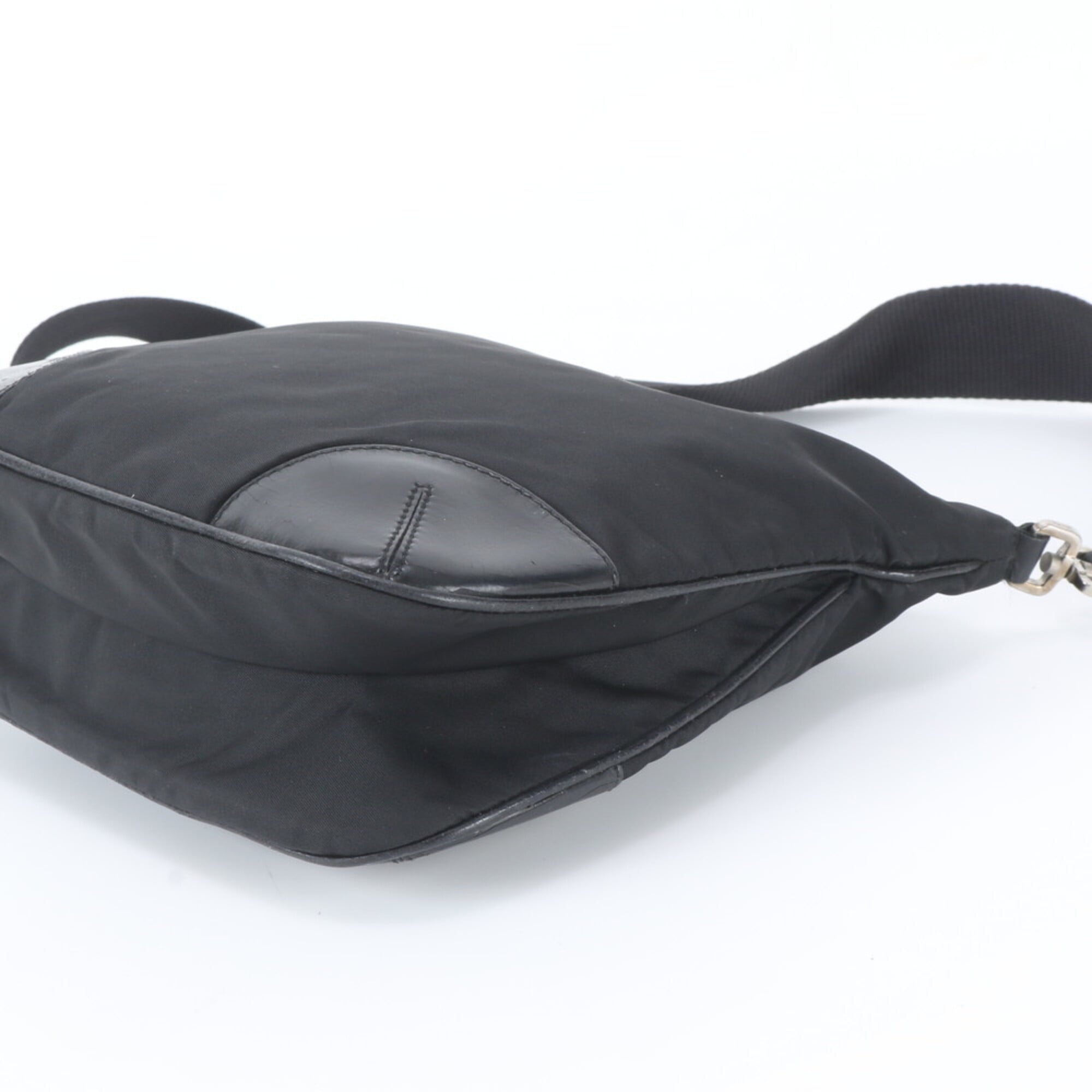 Prada Black Nylon Leather Handbag Shoulder Bag Tote Bag (Pre-Owned)