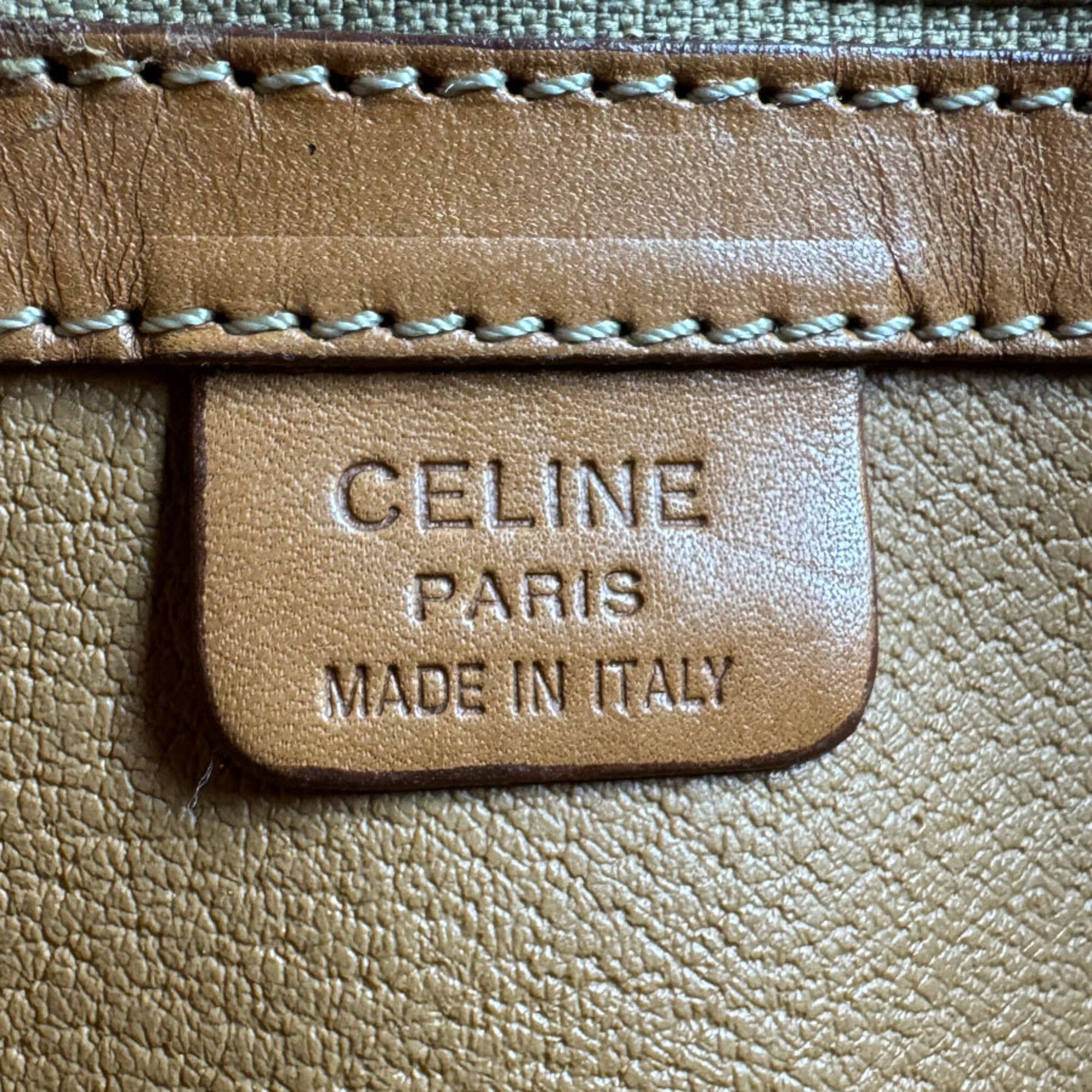 Celine Brown Coated Canvas Leather Boston Bag Handbag (Pre-Owned)