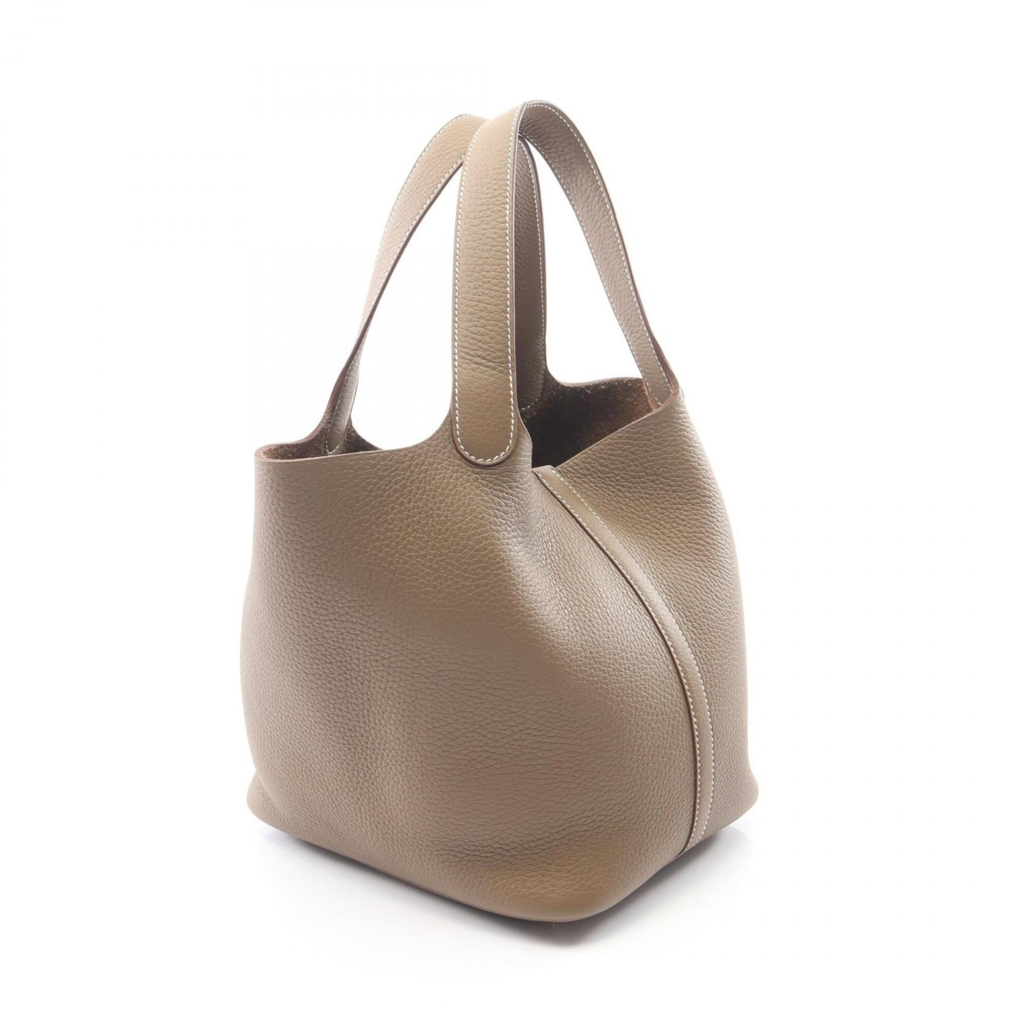 Hermes Etoupe Gray Gray Taurillon Clemence Leather Leather Handbag (Pre-Owned)