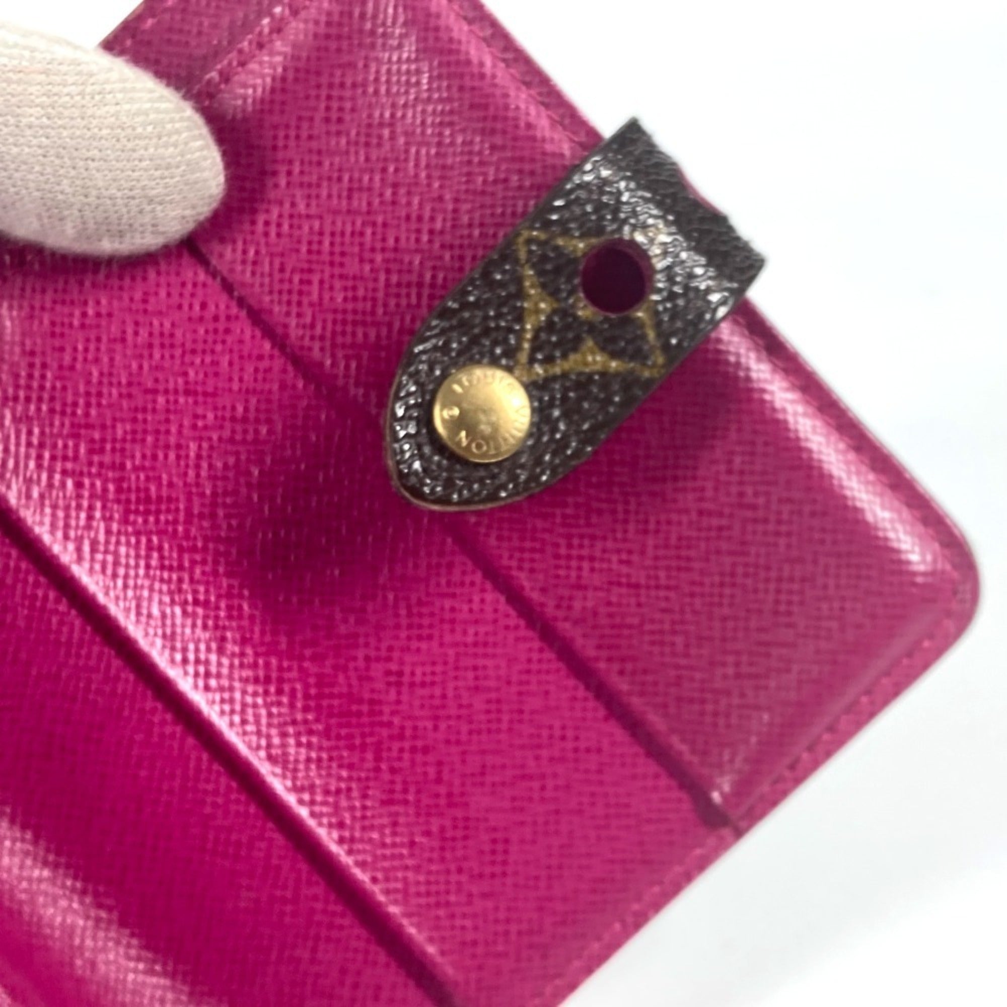 Louis Vuitton Brown Fuchsia Pink Monogram Wallet (Bi-Fold) (Pre-Owned)
