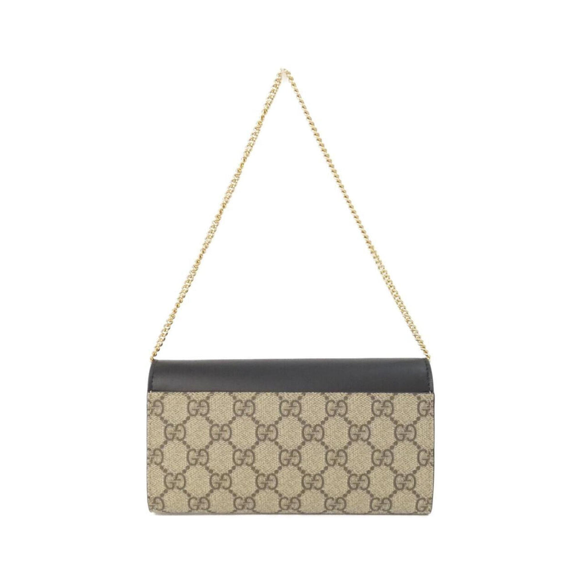 Gucci Beige Black Gg Supreme Leather Chain/Shoulder Wallet (Pre-Owned)