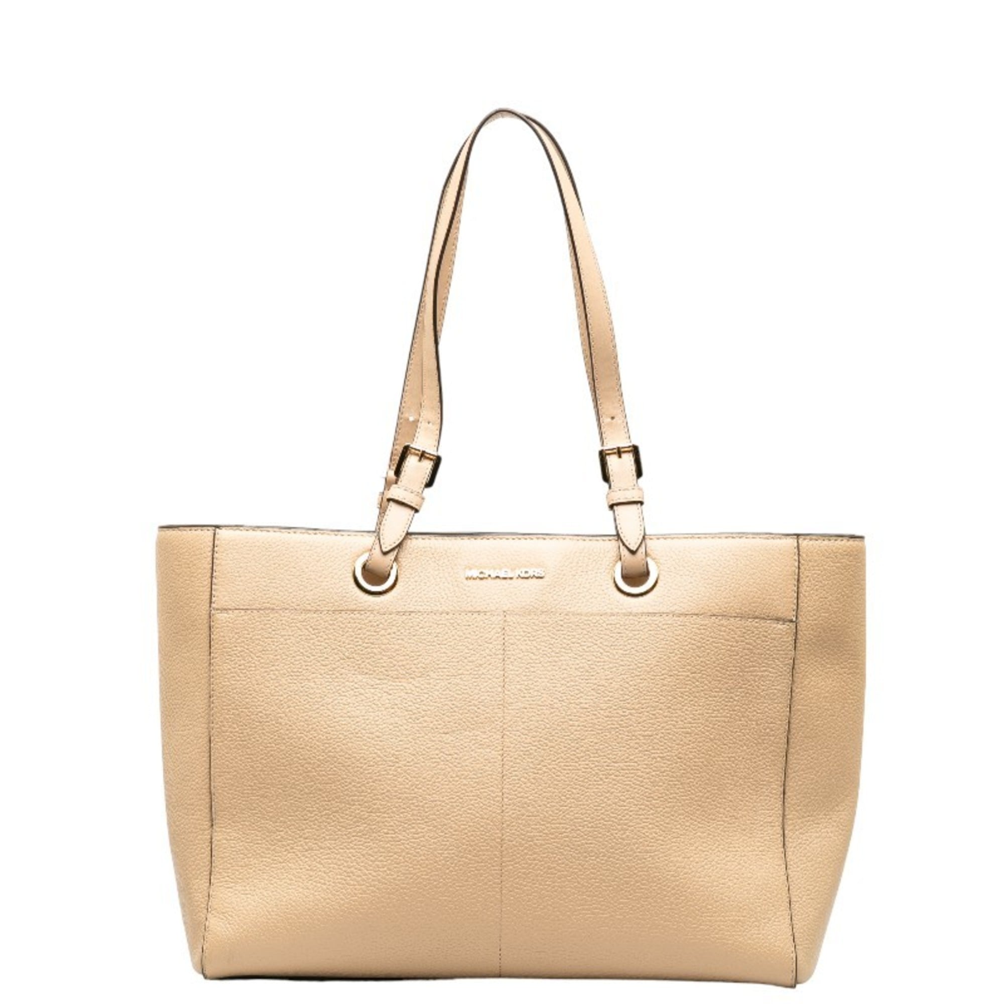 Michael Kors Beige Leather Shoulder Bag Tote Bag (Pre-Owned)