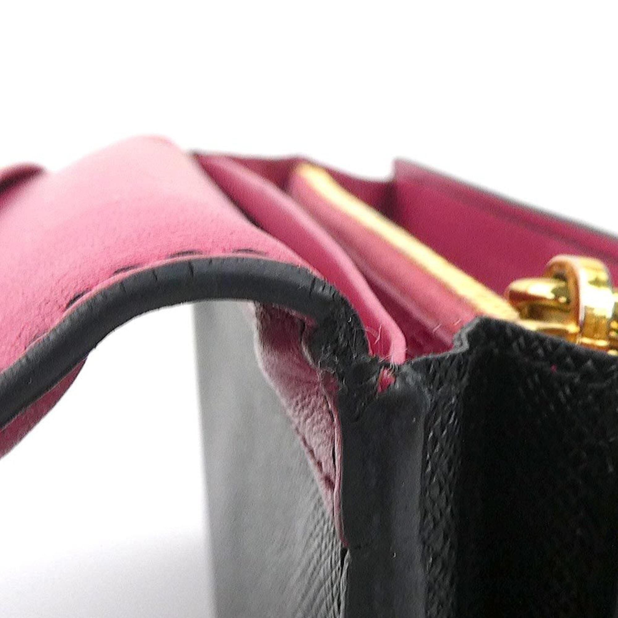 Prada Black Pink Leather Long Wallet (Bi-Fold) (Pre-Owned)