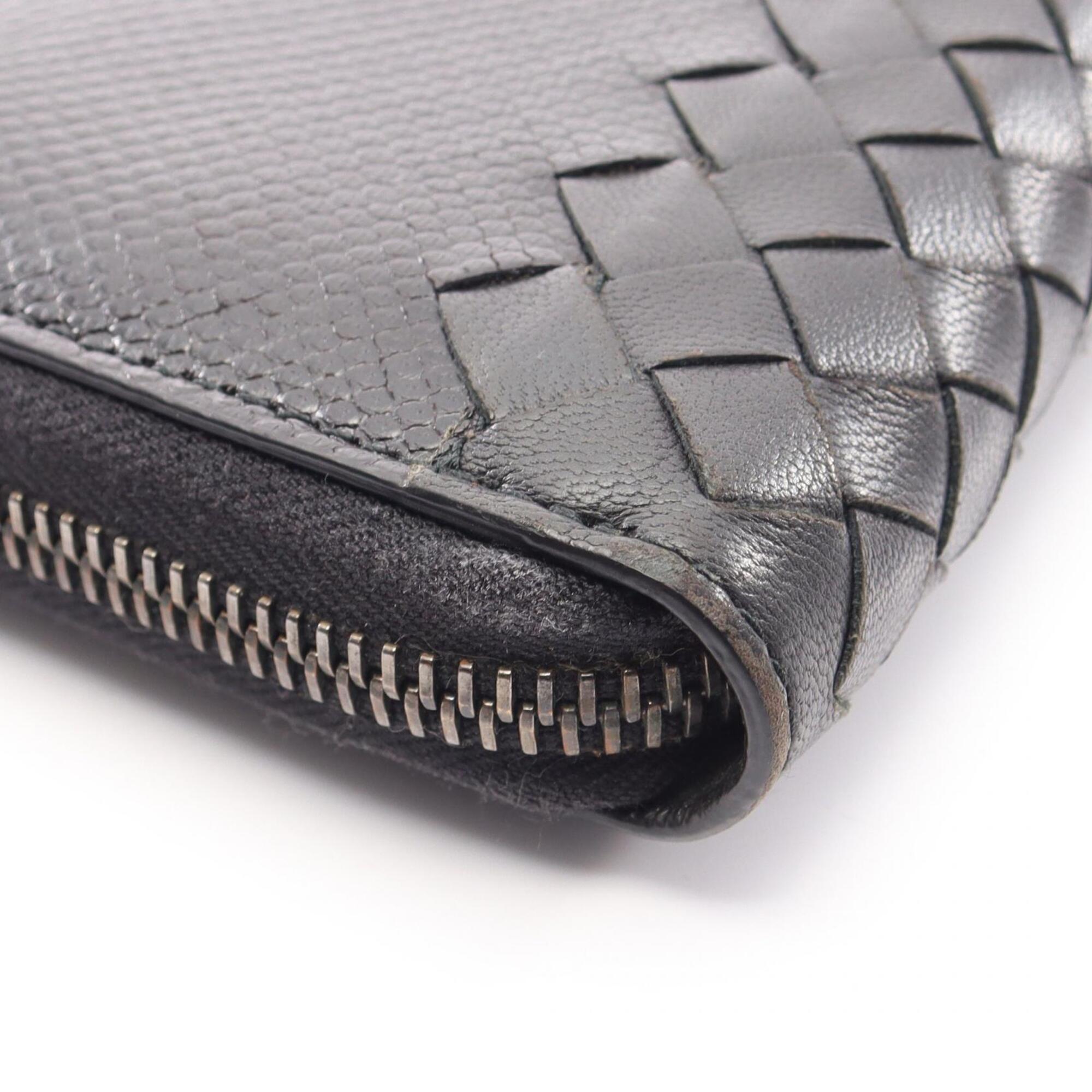 Bottega Veneta Black Leather Long Wallet (Bi-Fold) (Pre-Owned)