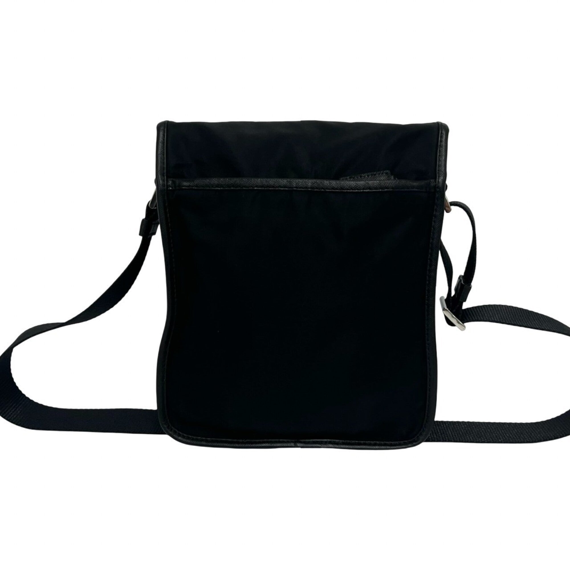 Prada Black Nylon Leather Pochette Shoulder Bag (Pre-Owned)