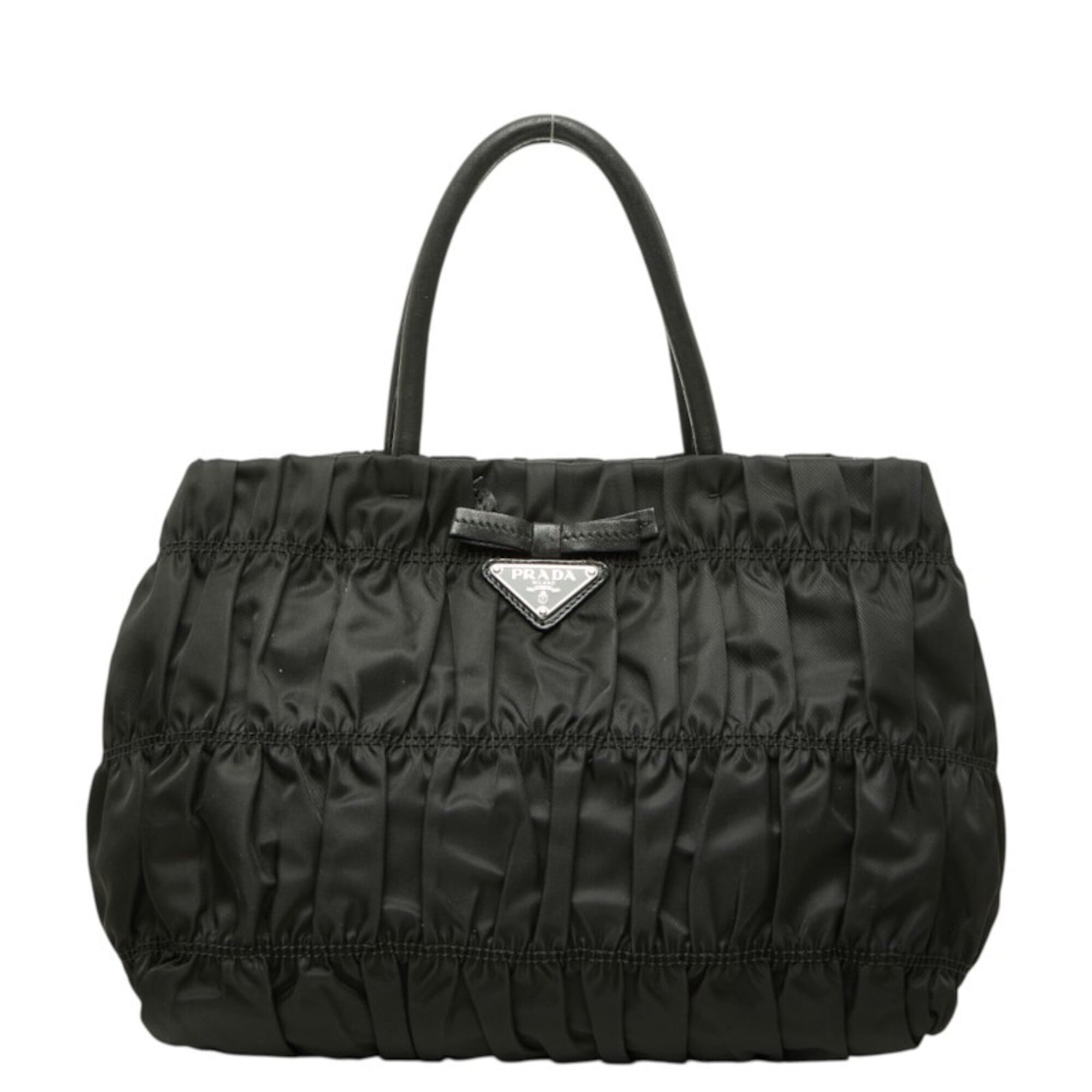 Prada Black Nylon Leather Handbag (Pre-Owned)