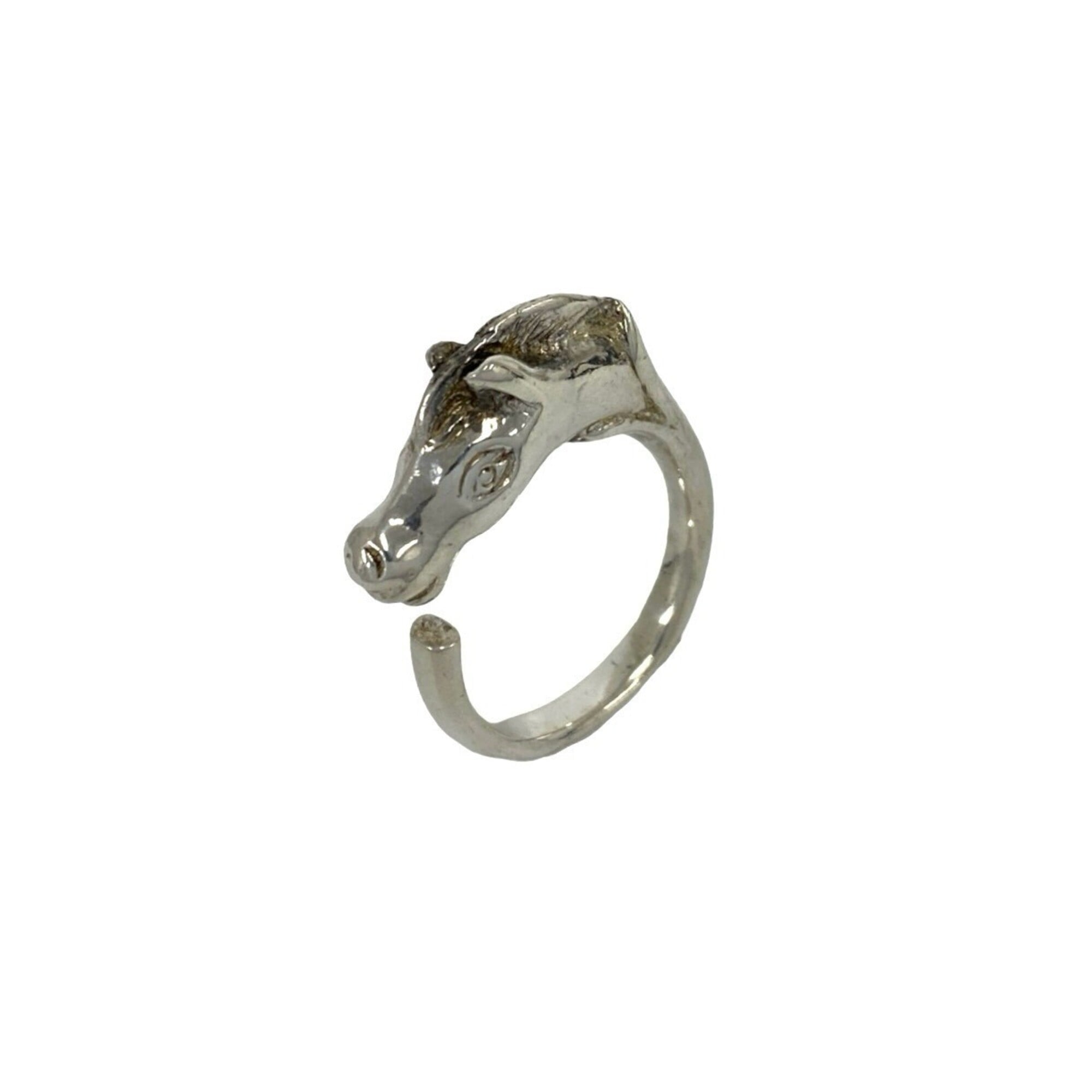 Hermes Silver Silver 925 Band Ring (Pre-Owned)