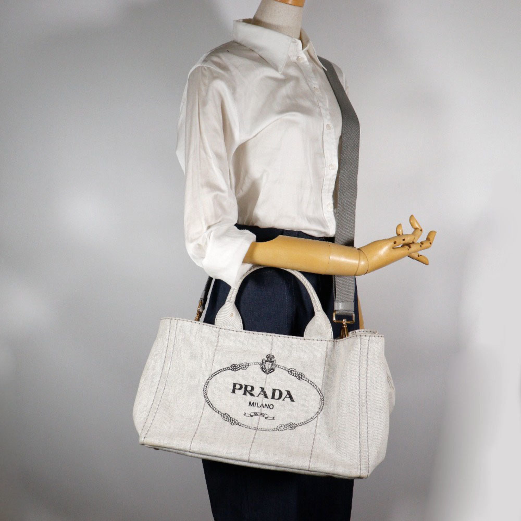 Prada Light Gray Denim Handbag (Pre-Owned)